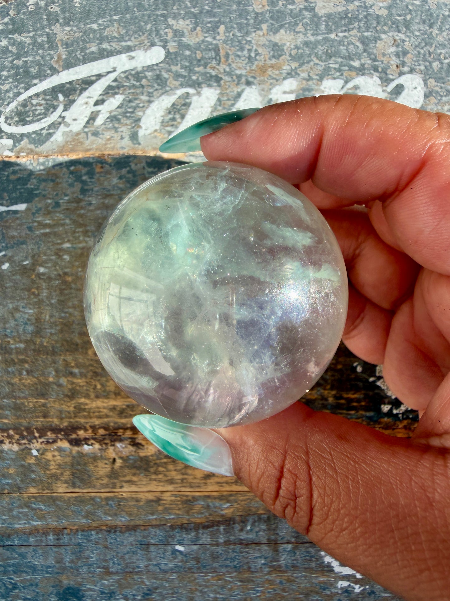 Gorgeous Stormy Water Fluorite Sphere | Opt 7