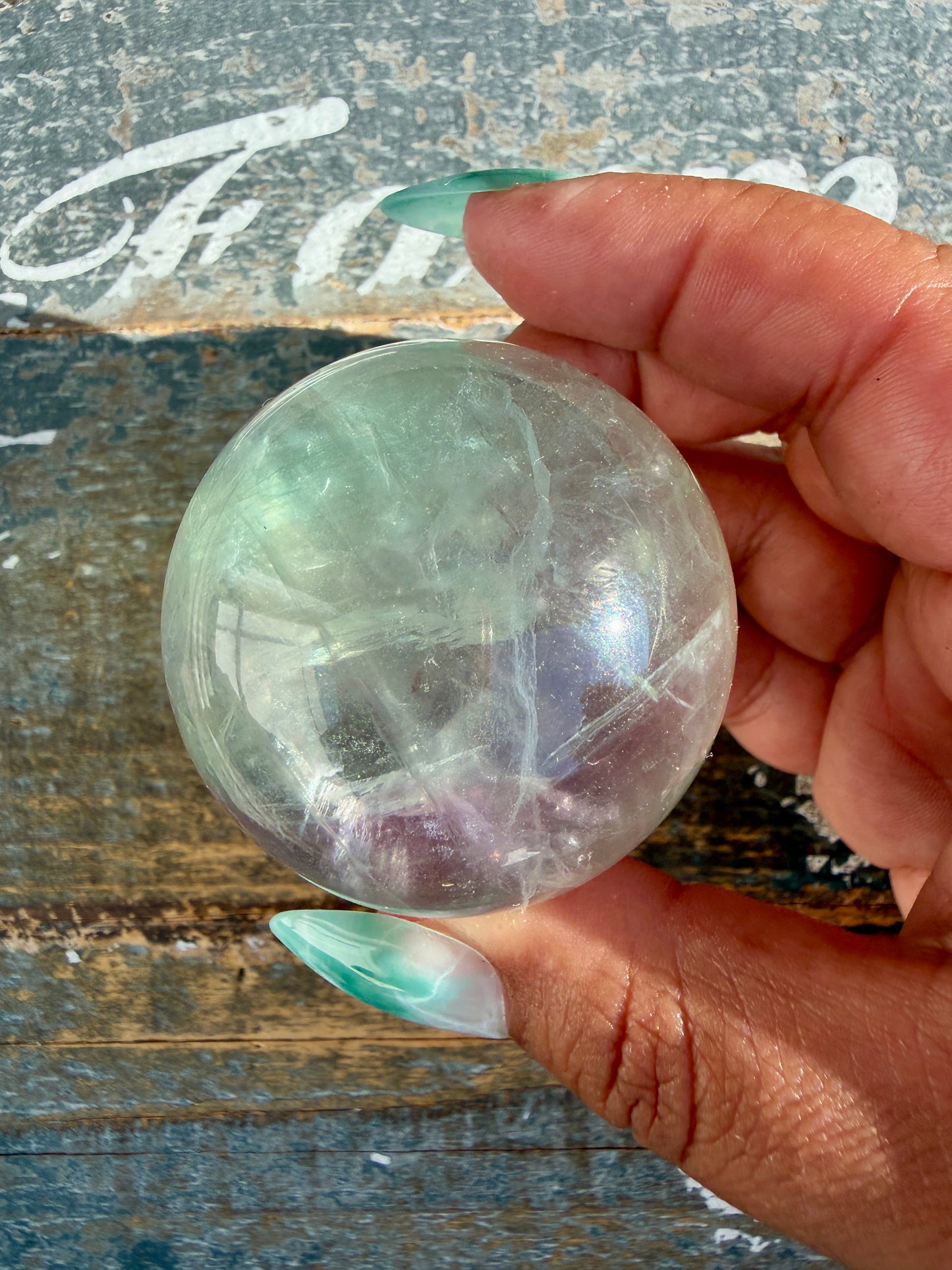 Gorgeous Stormy Water Fluorite Sphere | Opt 7
