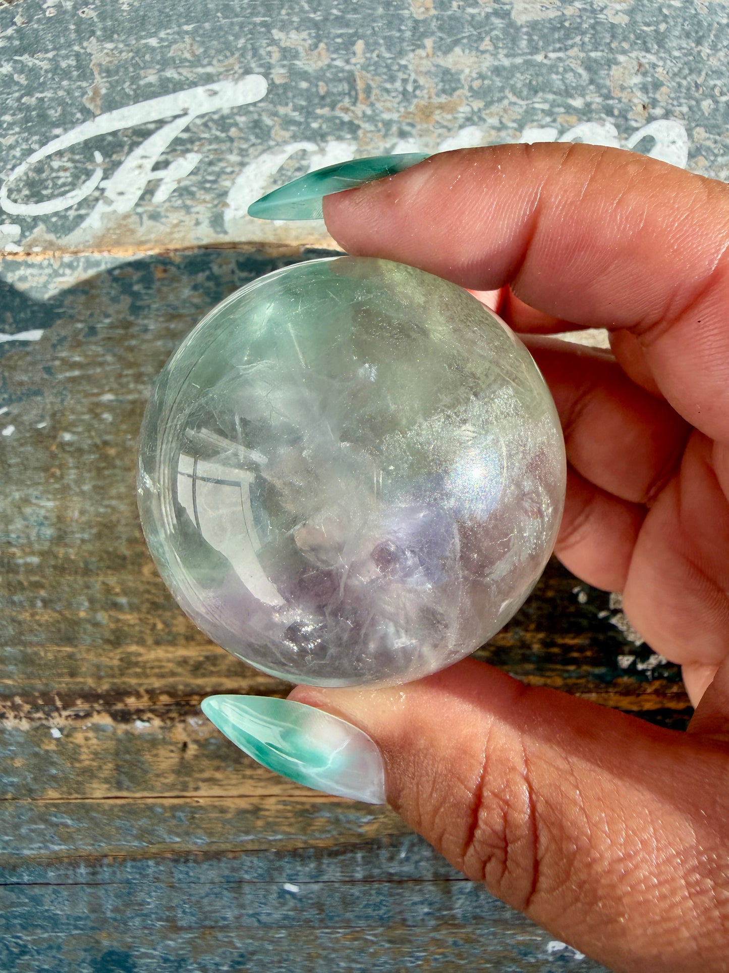 Gorgeous Stormy Water Fluorite Sphere | Opt 7