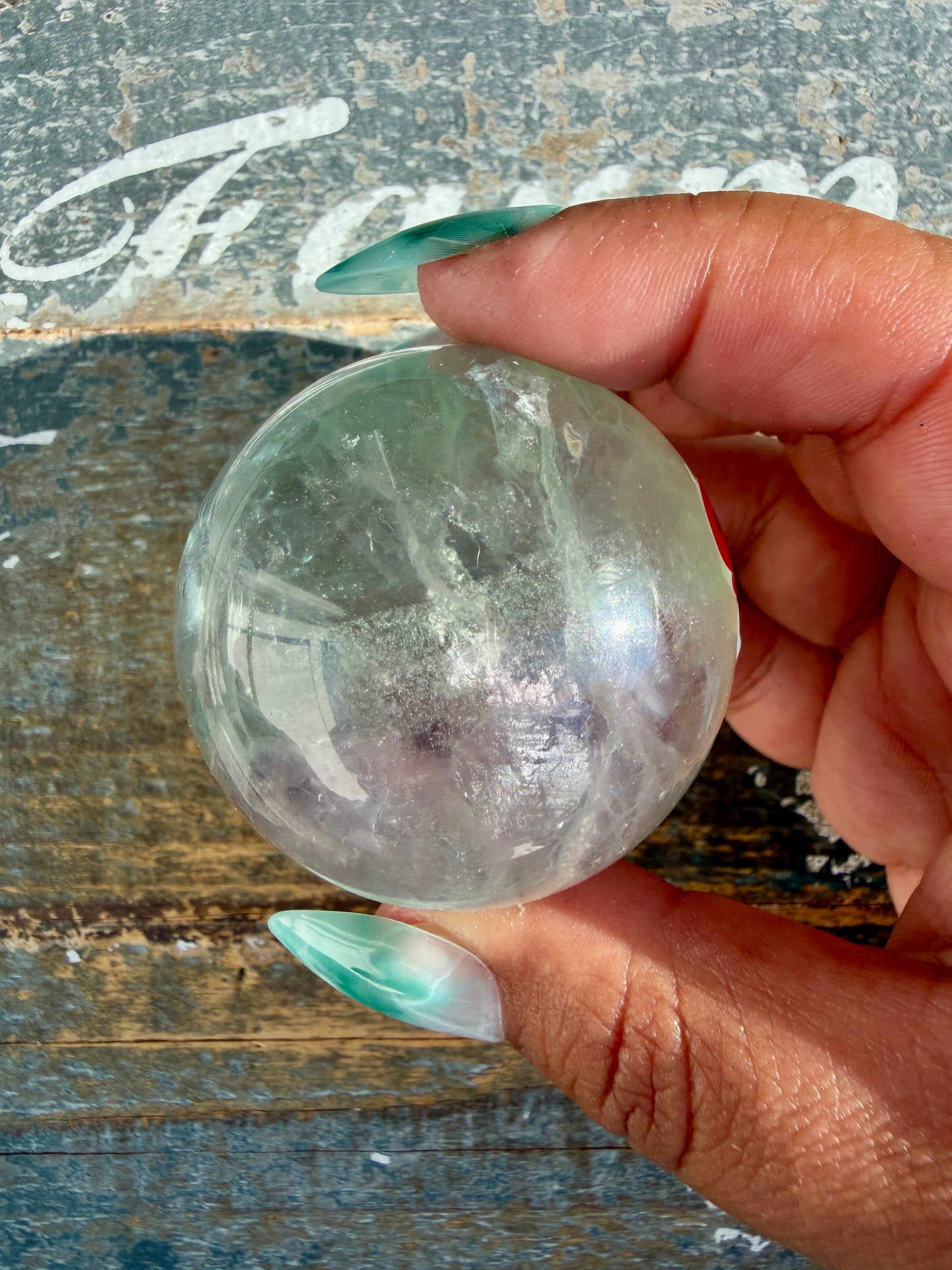 Gorgeous Stormy Water Fluorite Sphere | Opt 7