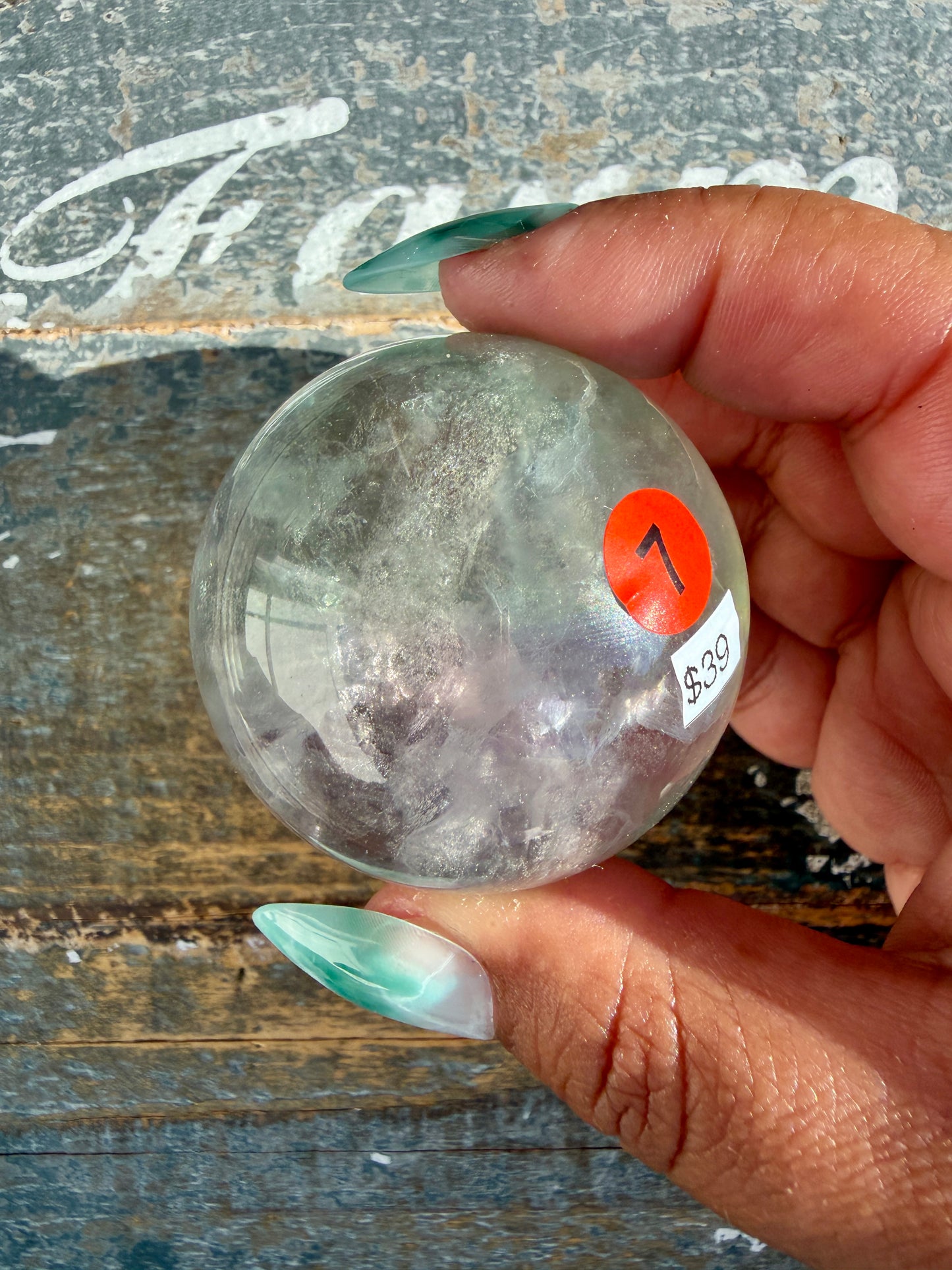 Gorgeous Stormy Water Fluorite Sphere | Opt 7