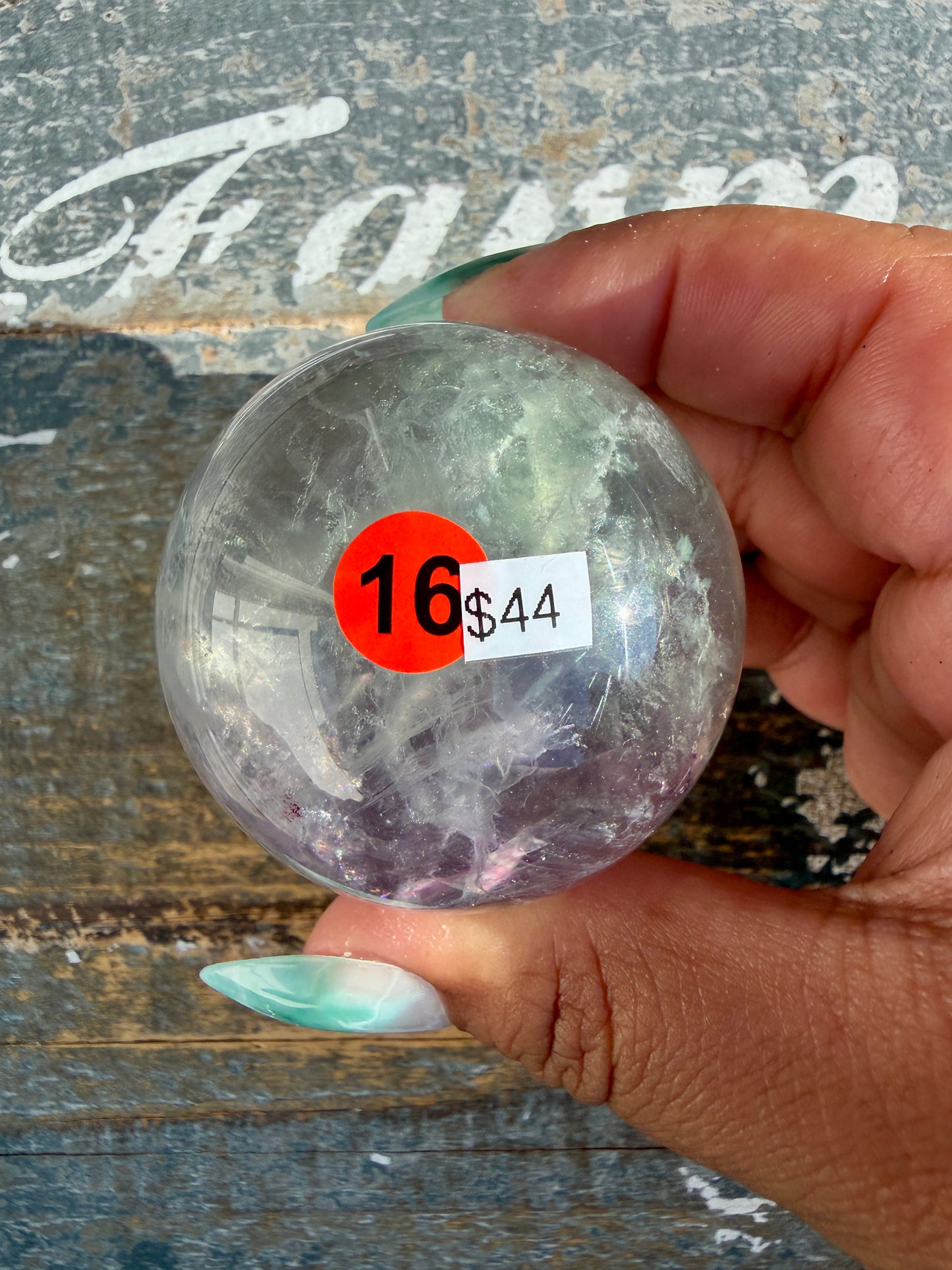 Gorgeous Stormy Water Fluorite Sphere | Opt 16