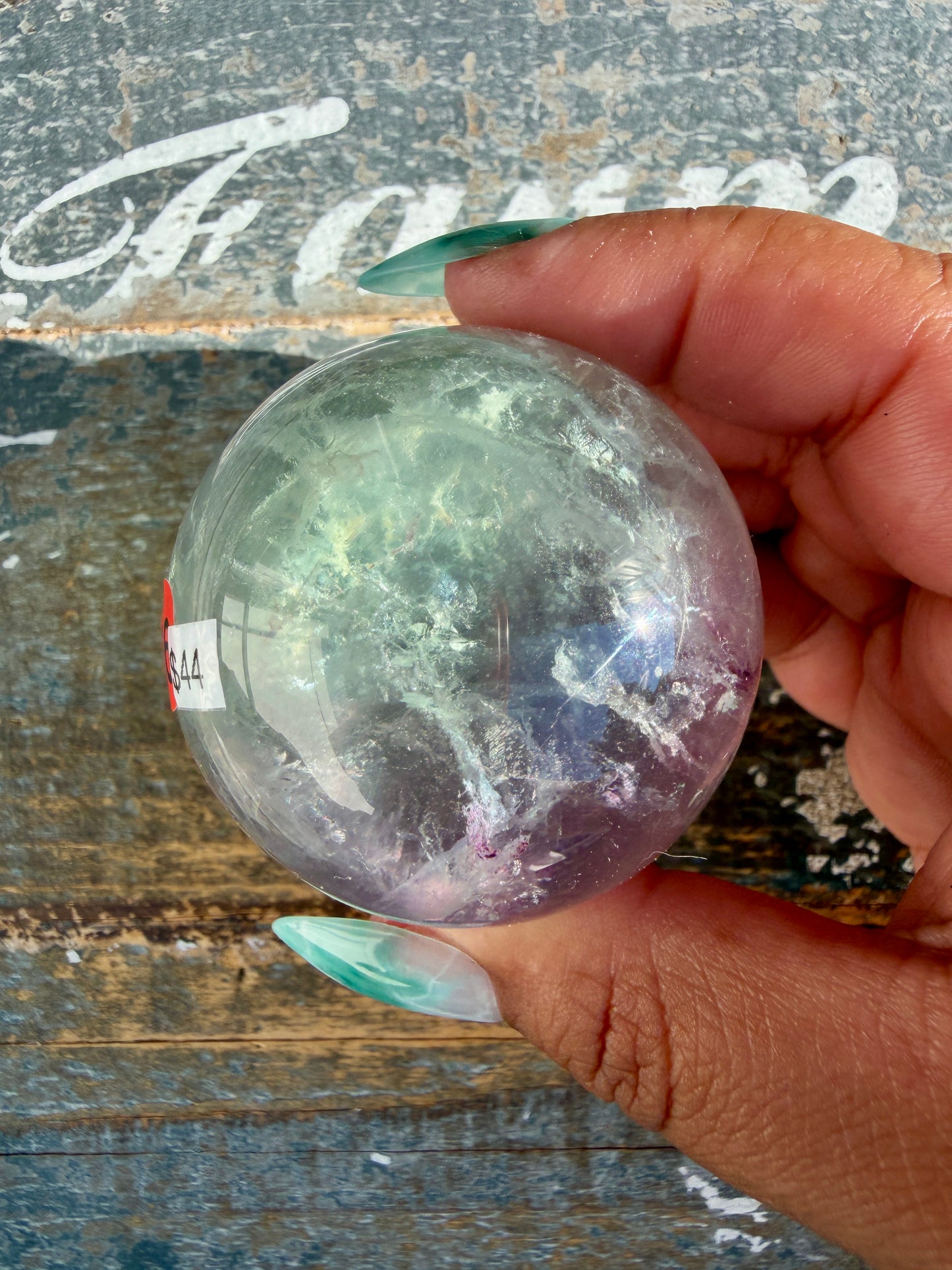 Gorgeous Stormy Water Fluorite Sphere | Opt 16