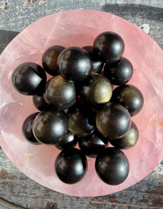One (1) Gorgeous Gold Sheen Obsidian Mini Sphere (25mm) | Intuitively Chosen | Mexico