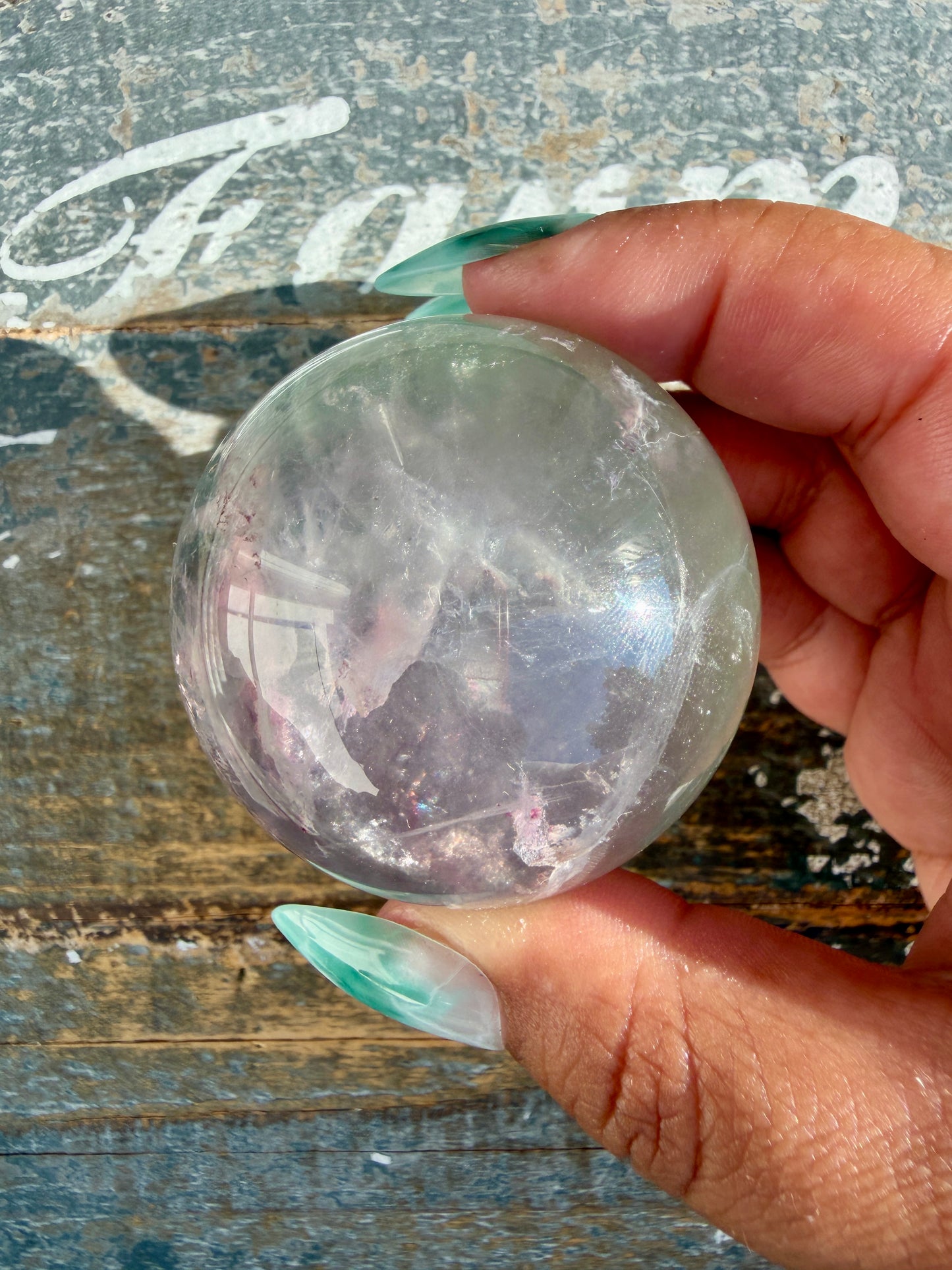 Gorgeous Stormy Water Fluorite Sphere | Opt 16