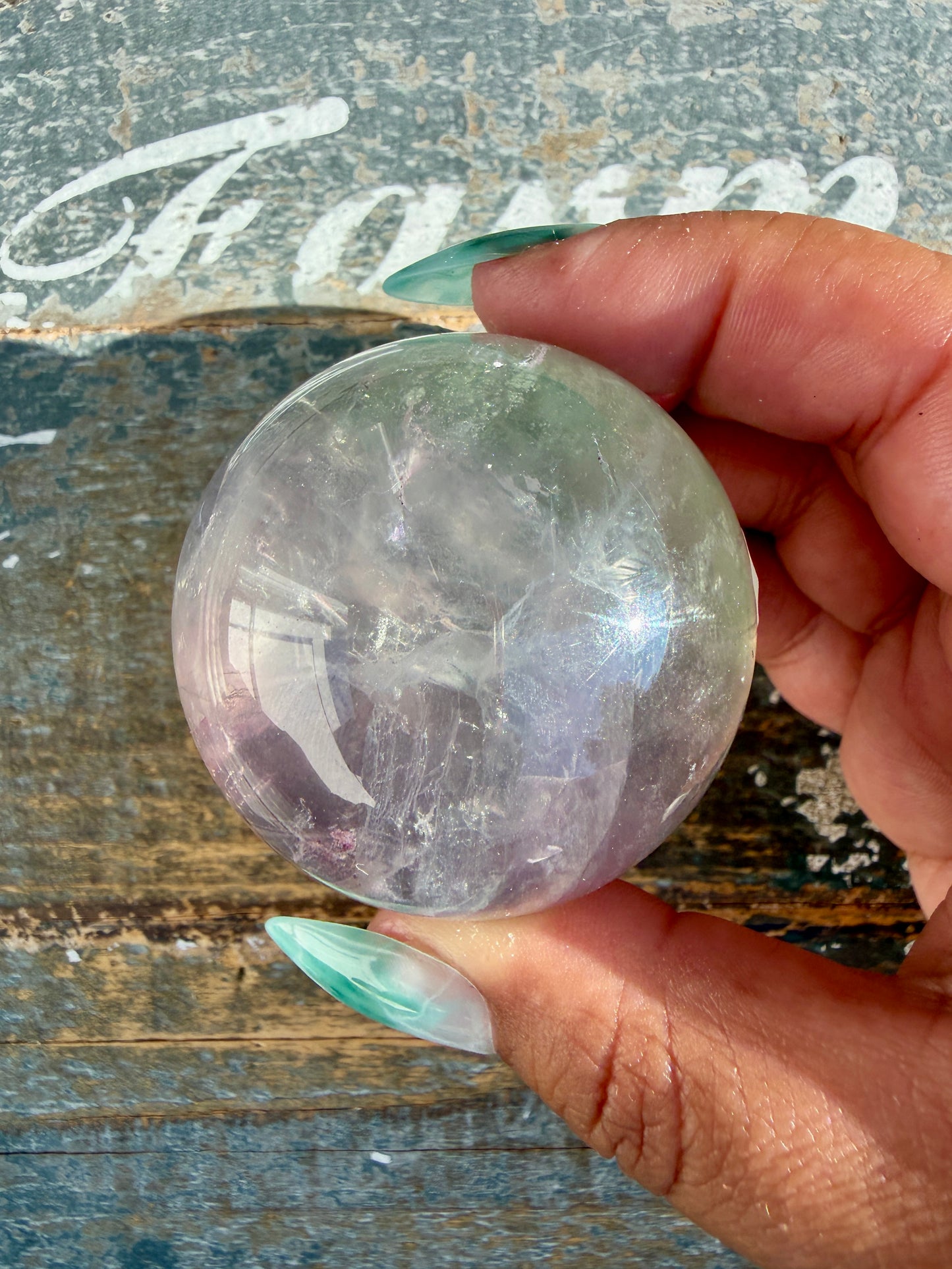 Gorgeous Stormy Water Fluorite Sphere | Opt 16