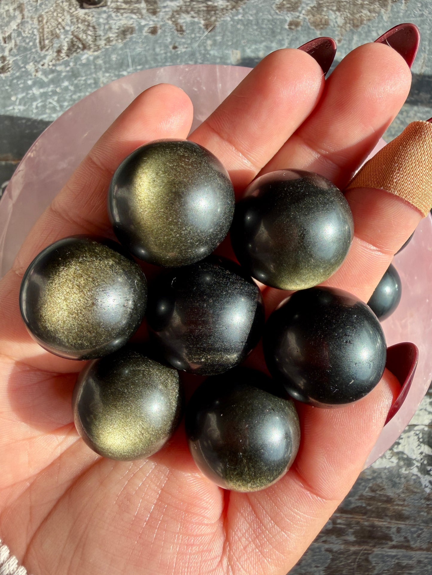 One (1) Gorgeous Gold Sheen Obsidian Mini Sphere (25mm) | Intuitively Chosen | Mexico