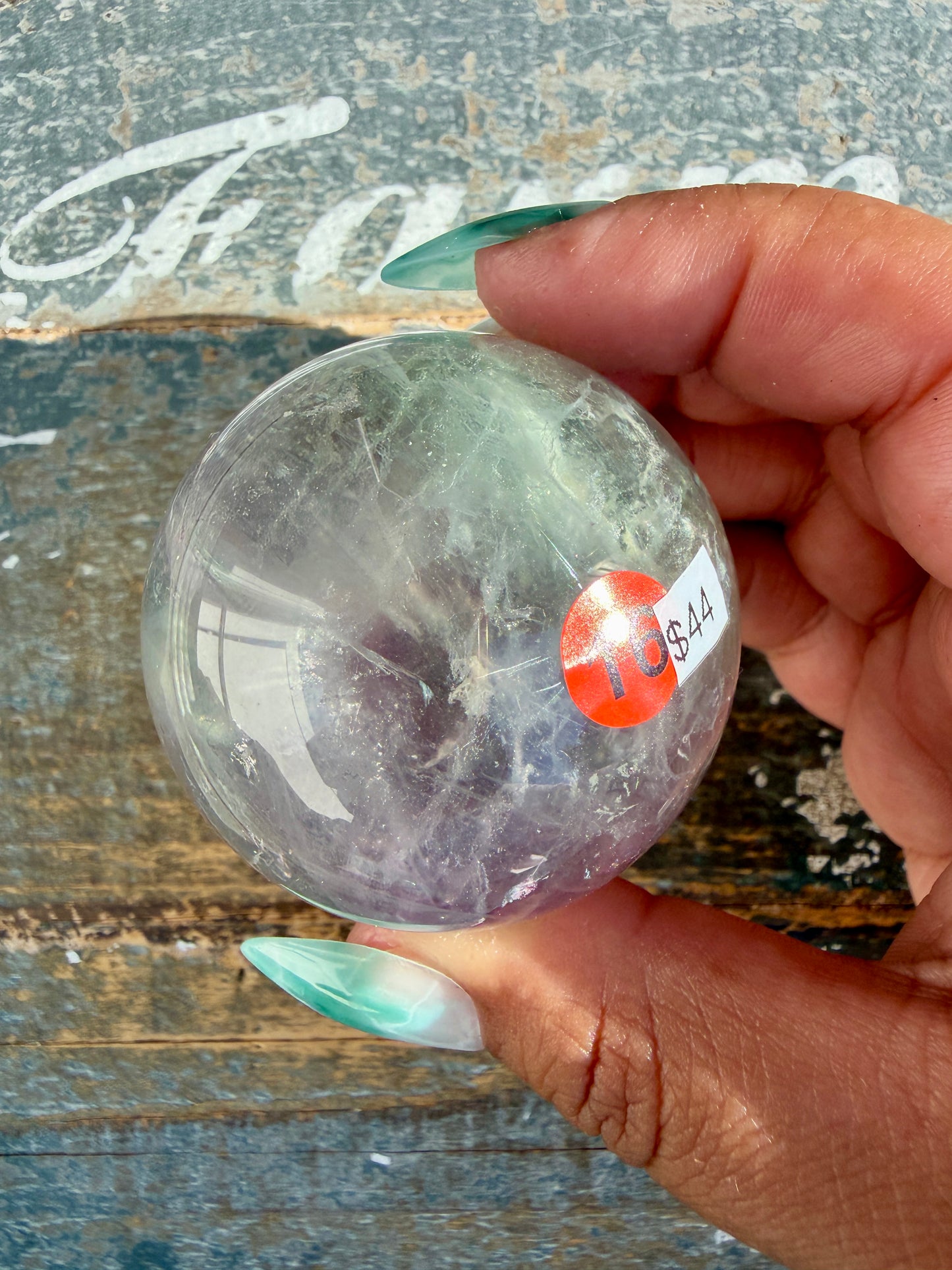 Gorgeous Stormy Water Fluorite Sphere | Opt 16