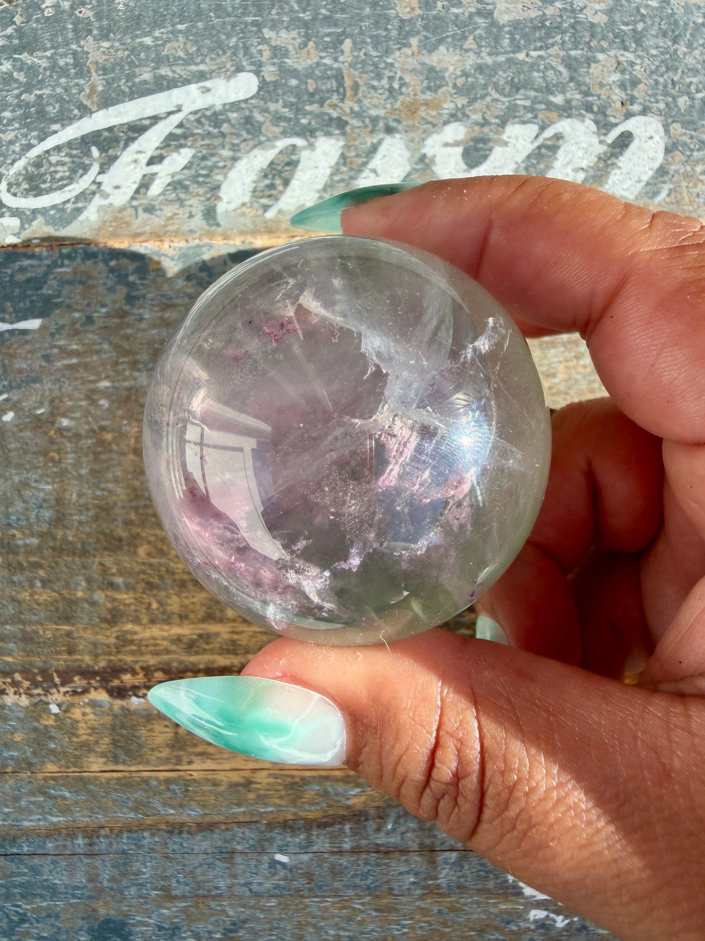 Gorgeous Stormy Water Fluorite Sphere | Opt 16