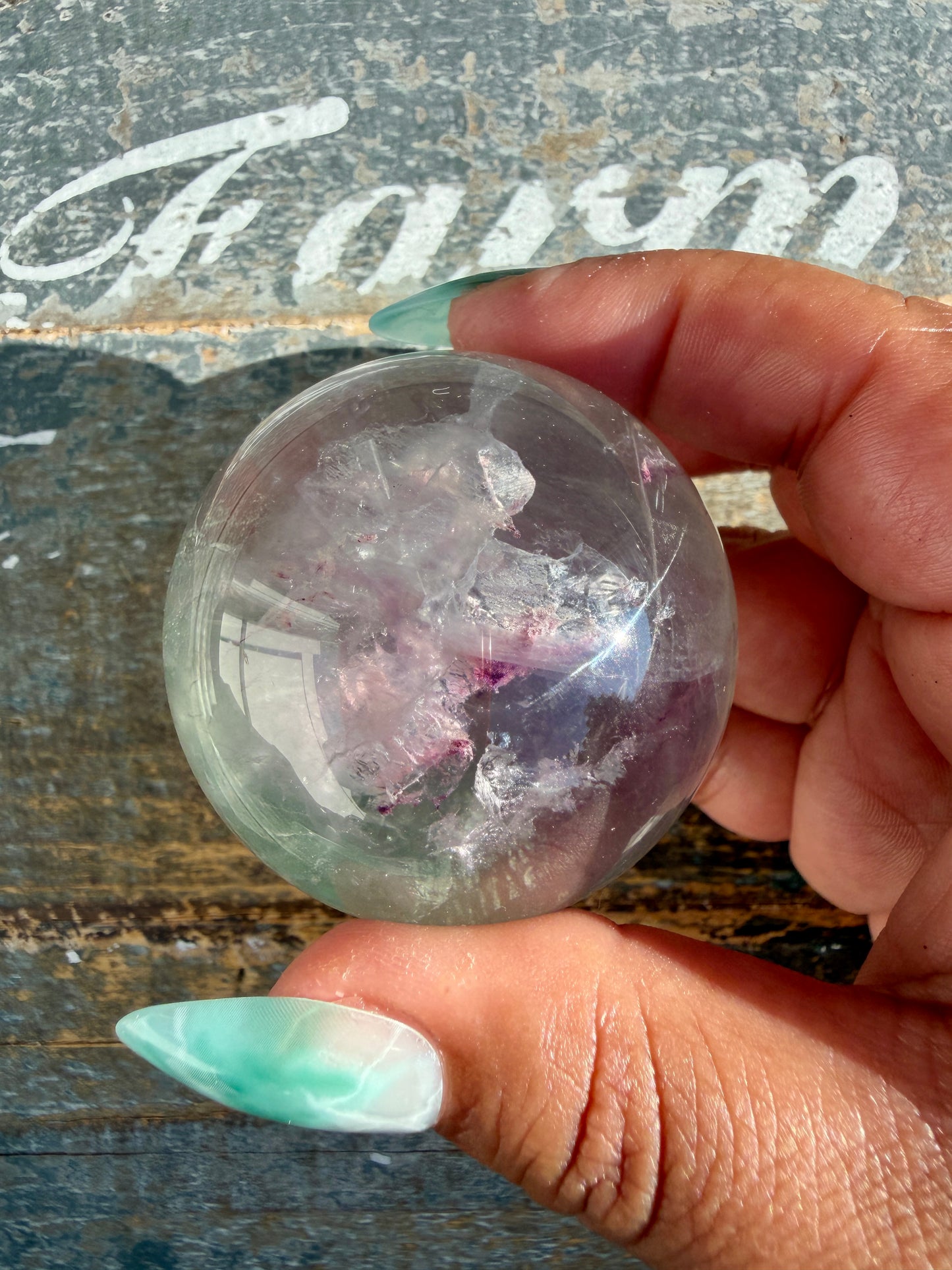 Gorgeous Stormy Water Fluorite Sphere | Opt 16