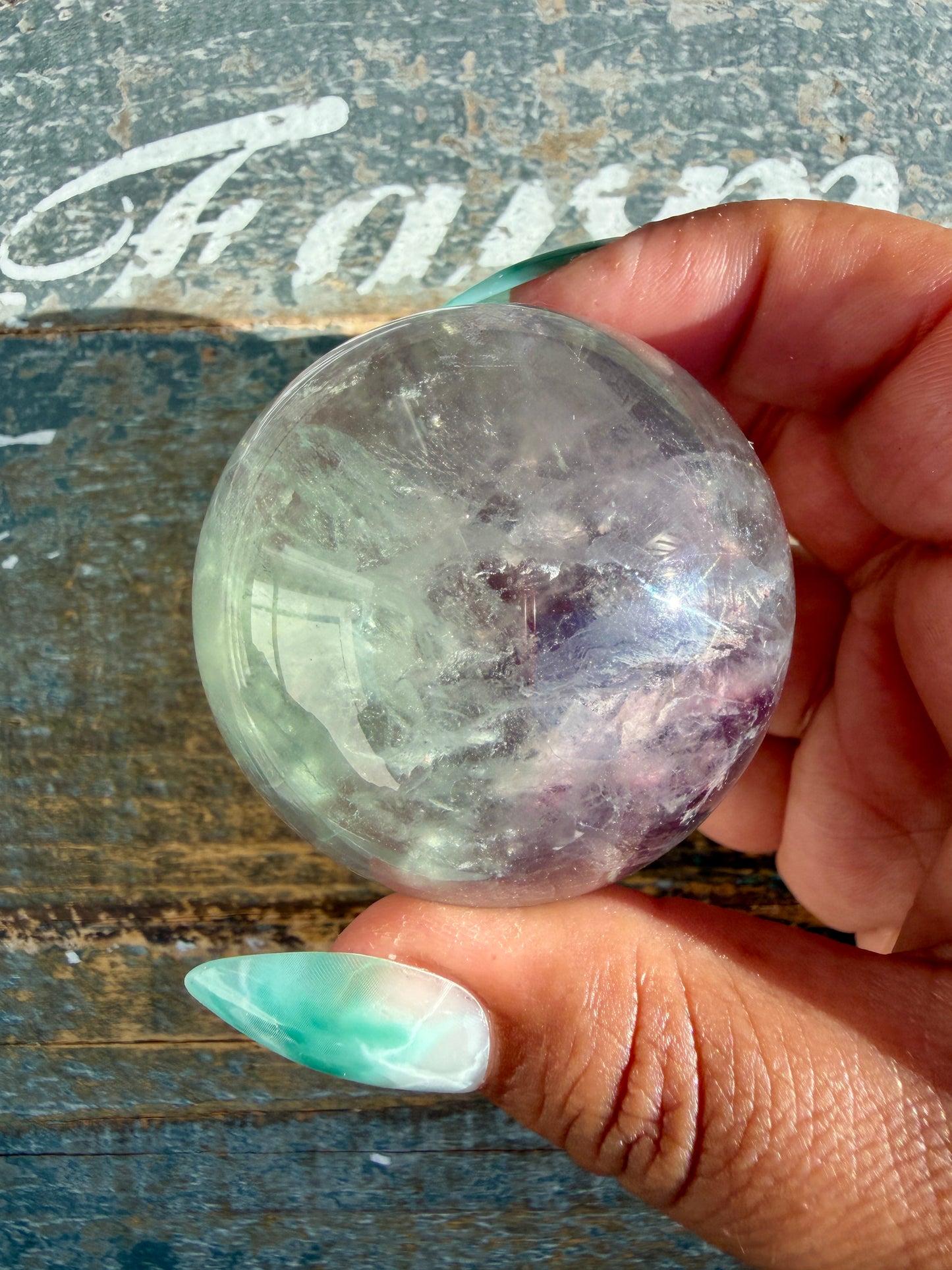 Gorgeous Stormy Water Fluorite Sphere | Opt 16
