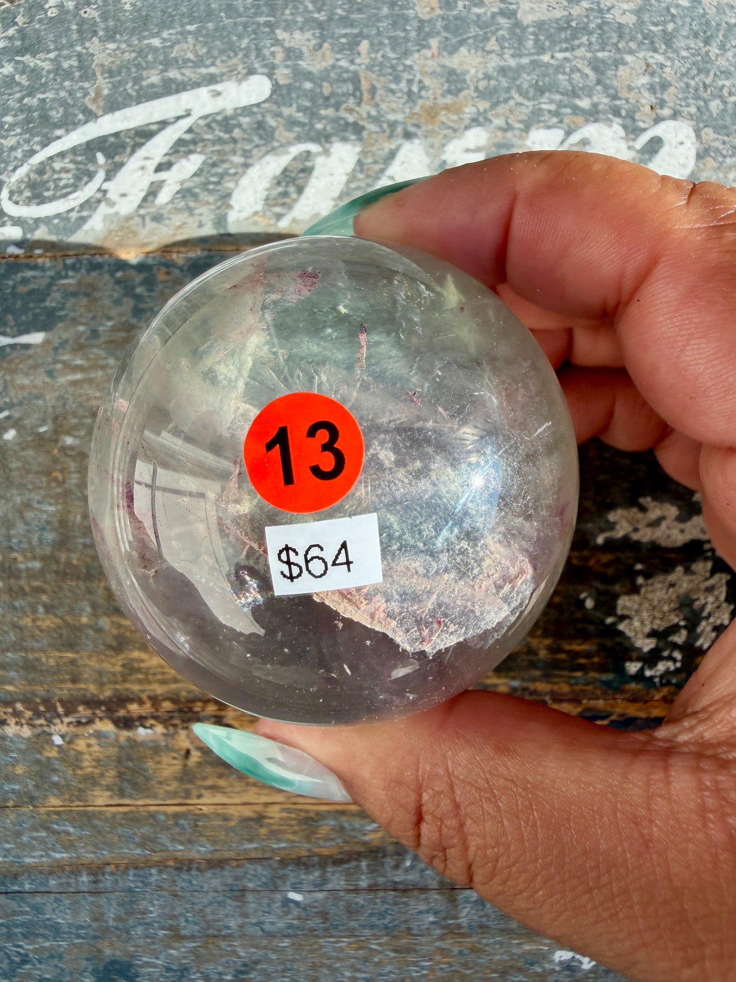 Gorgeous Stormy Water Fluorite Sphere | Opt 13