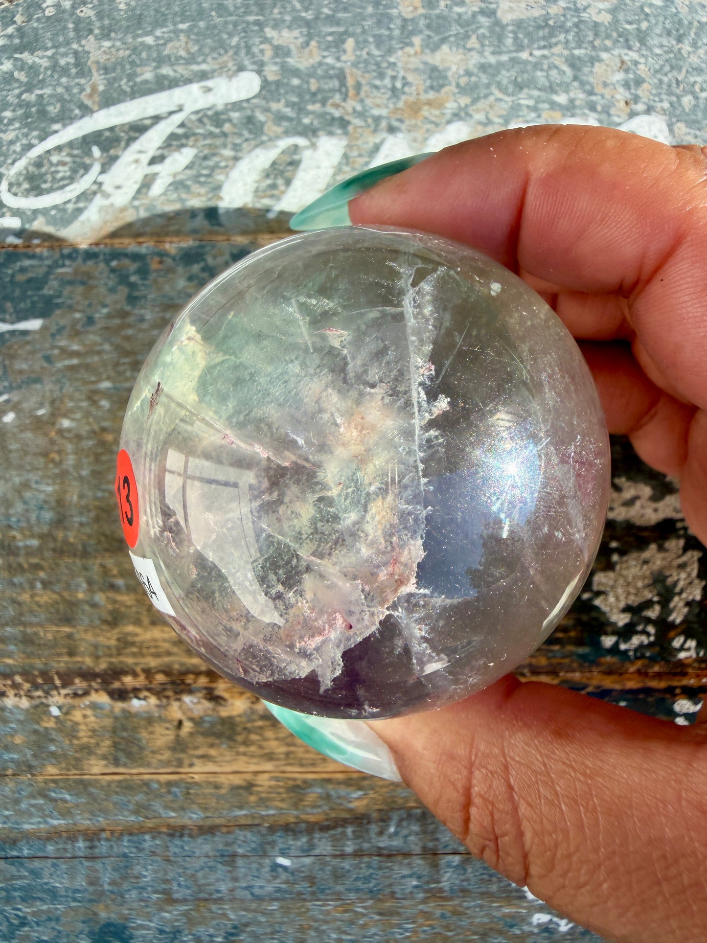 Gorgeous Stormy Water Fluorite Sphere | Opt 13