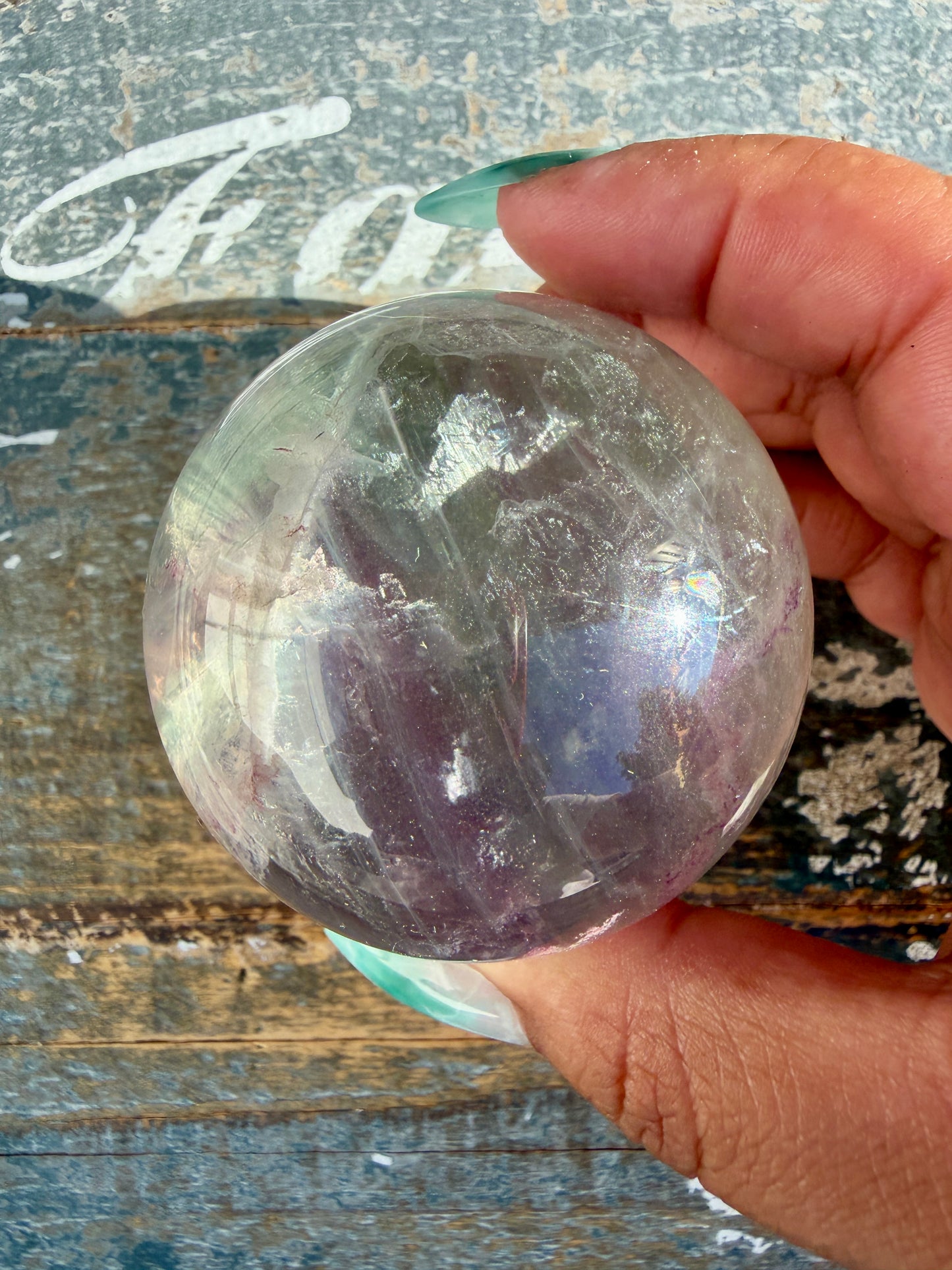 Gorgeous Stormy Water Fluorite Sphere | Opt 13