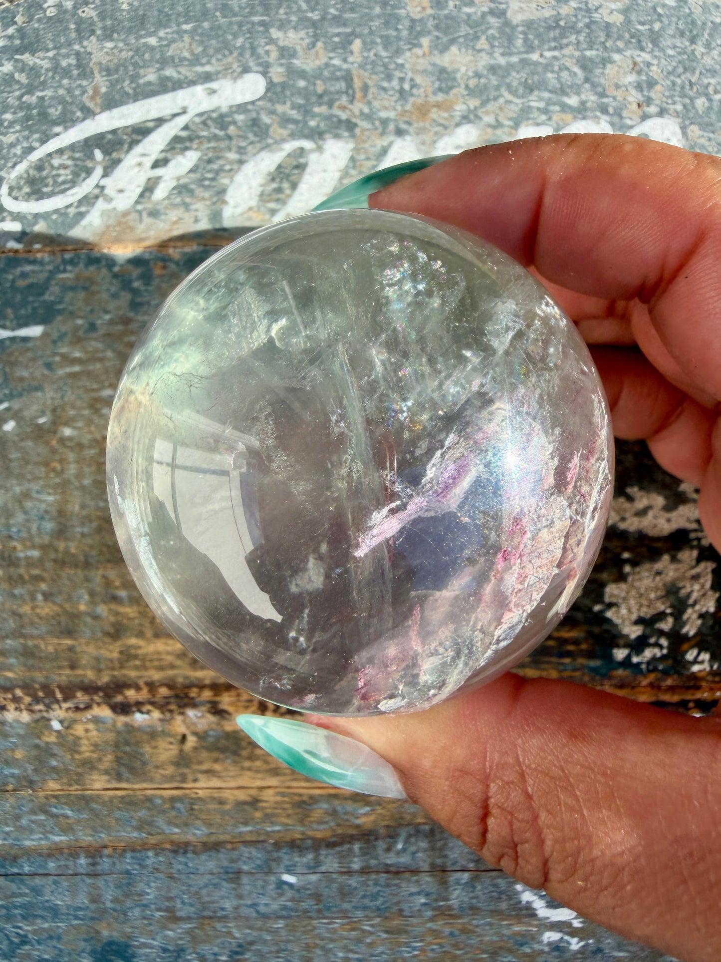 Gorgeous Stormy Water Fluorite Sphere | Opt 13