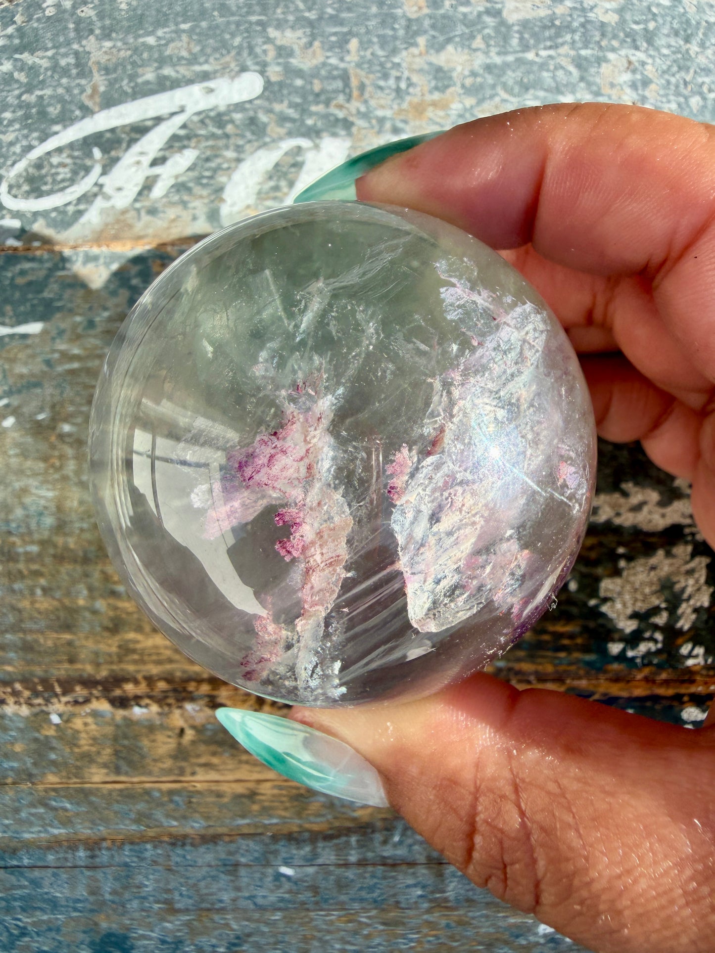 Gorgeous Stormy Water Fluorite Sphere | Opt 13
