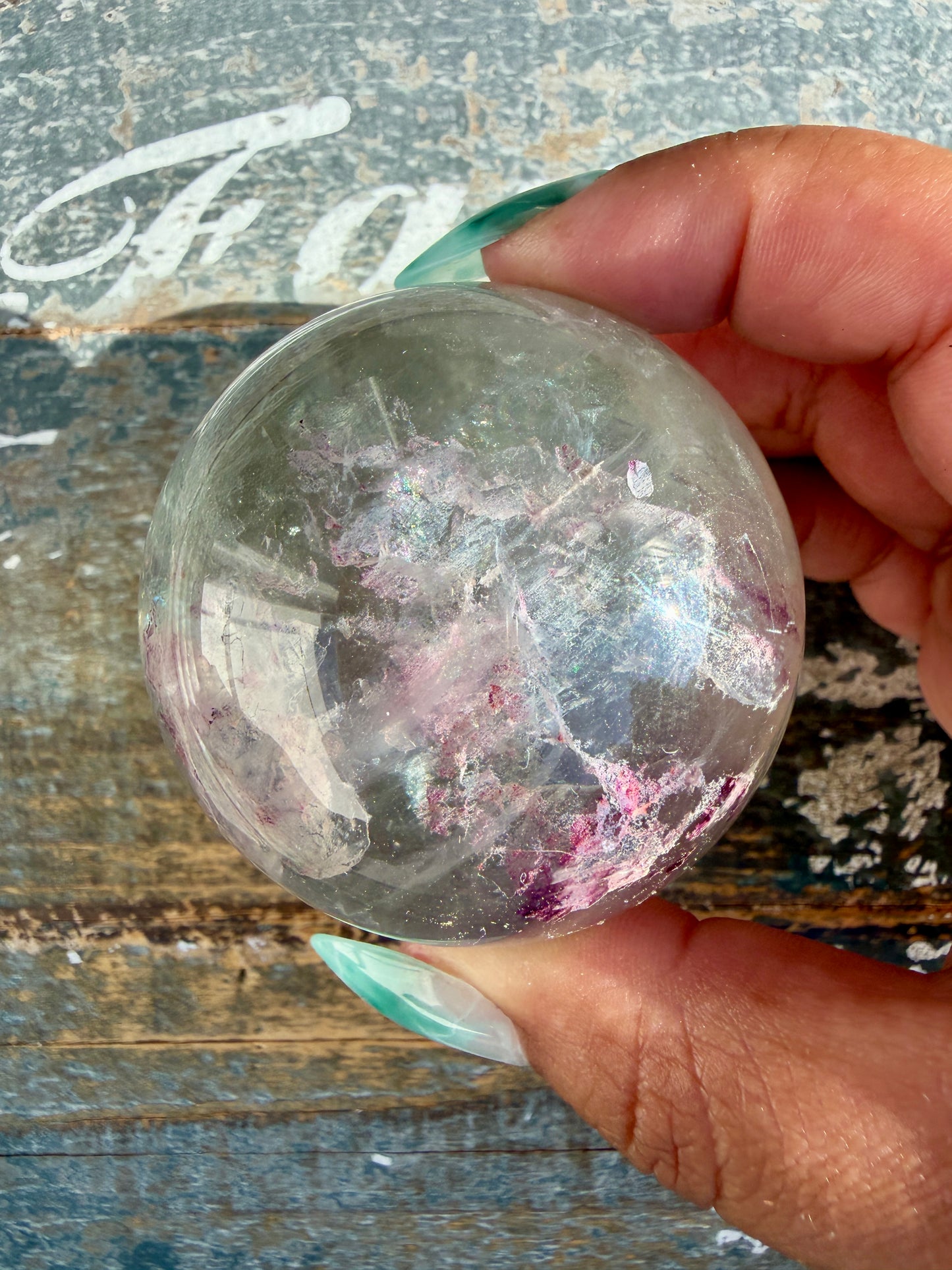 Gorgeous Stormy Water Fluorite Sphere | Opt 13
