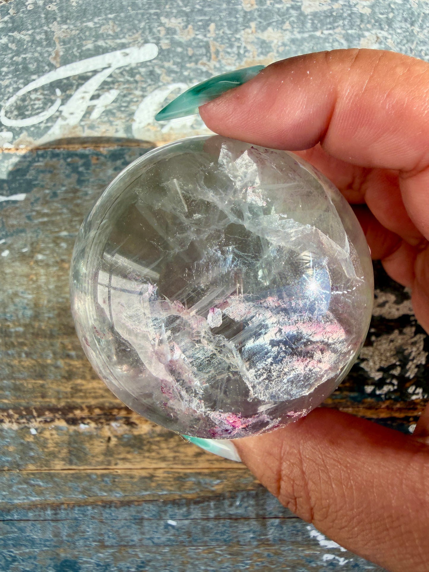 Gorgeous Stormy Water Fluorite Sphere | Opt 13