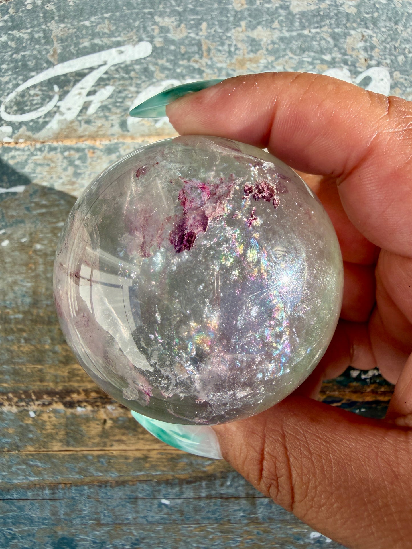 Gorgeous Stormy Water Fluorite Sphere | Opt 13