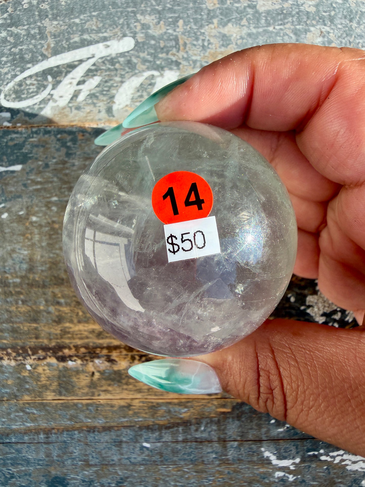 Gorgeous Stormy Water Fluorite Sphere | Opt 14