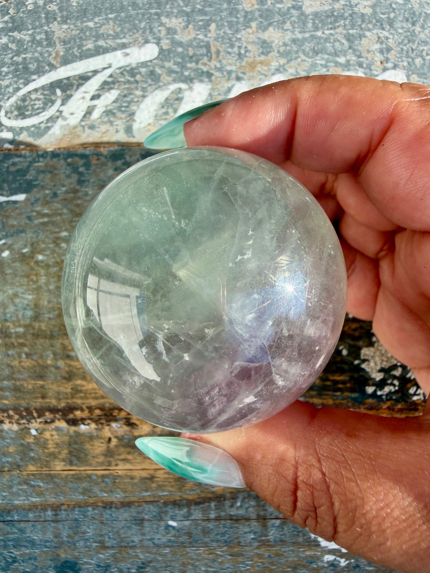 Gorgeous Stormy Water Fluorite Sphere | Opt 14