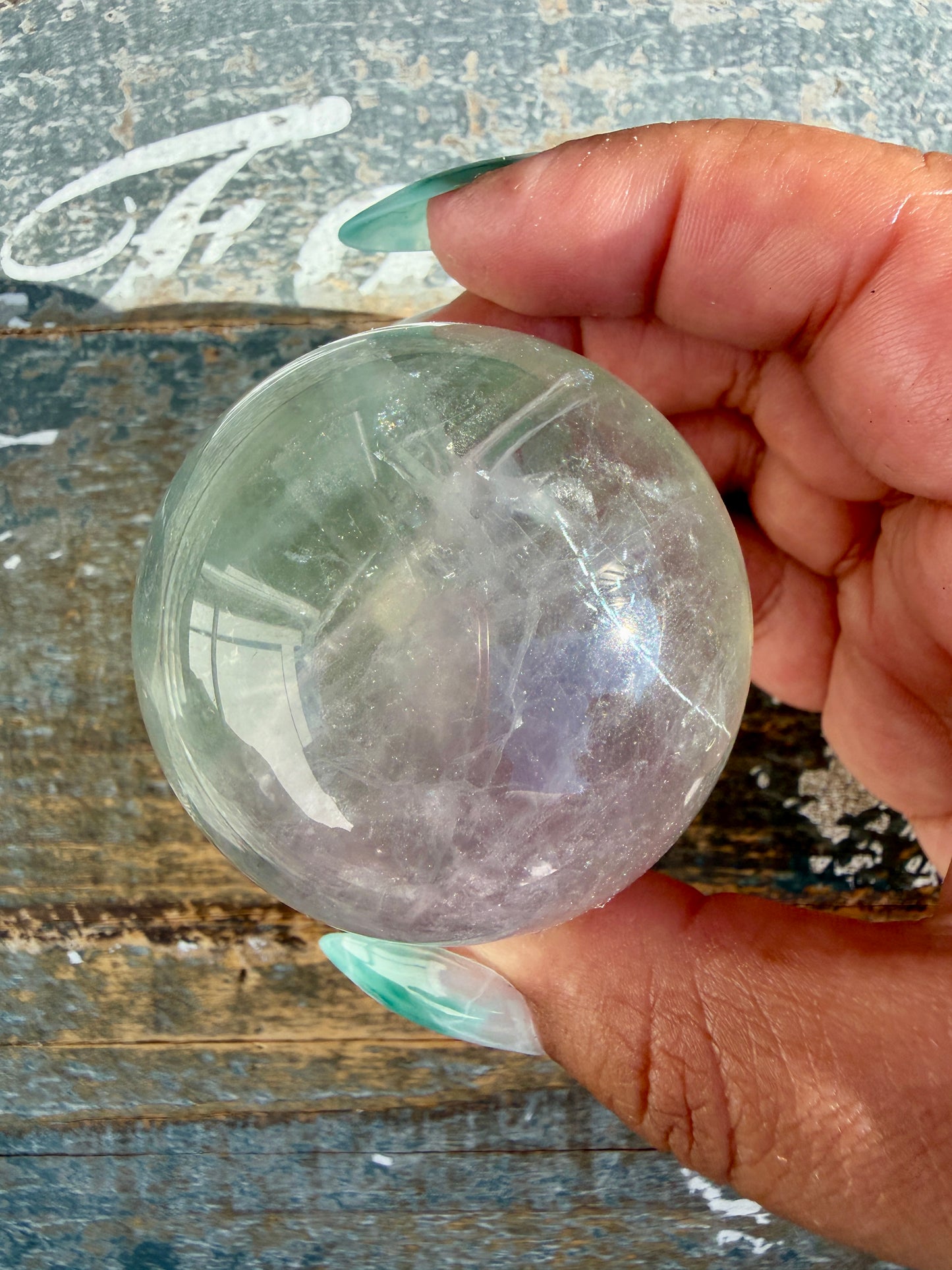 Gorgeous Stormy Water Fluorite Sphere | Opt 14