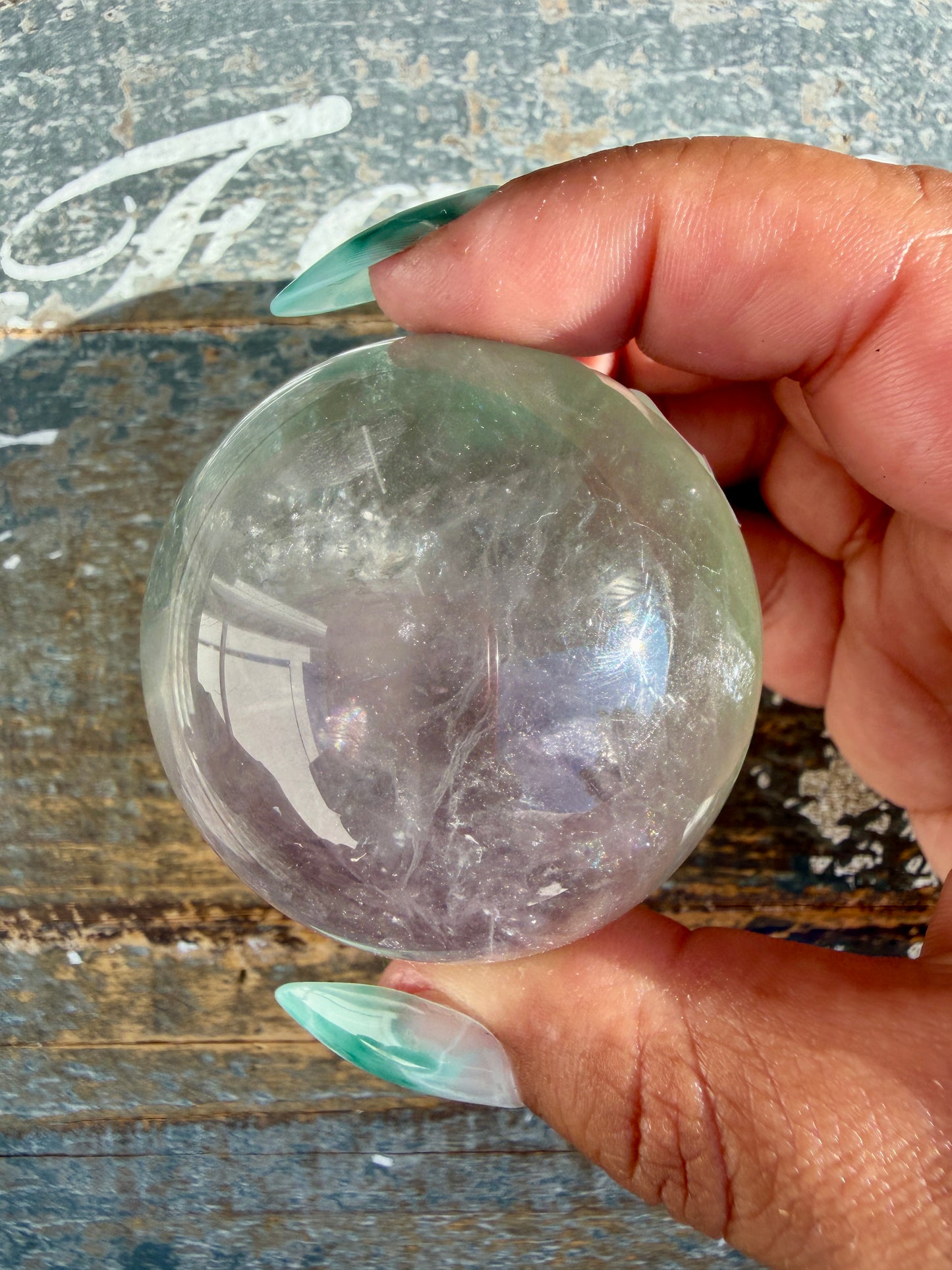 Gorgeous Stormy Water Fluorite Sphere | Opt 14