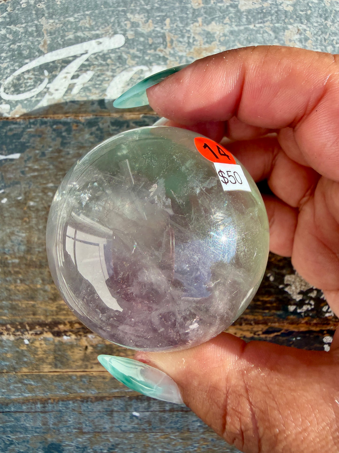 Gorgeous Stormy Water Fluorite Sphere | Opt 14