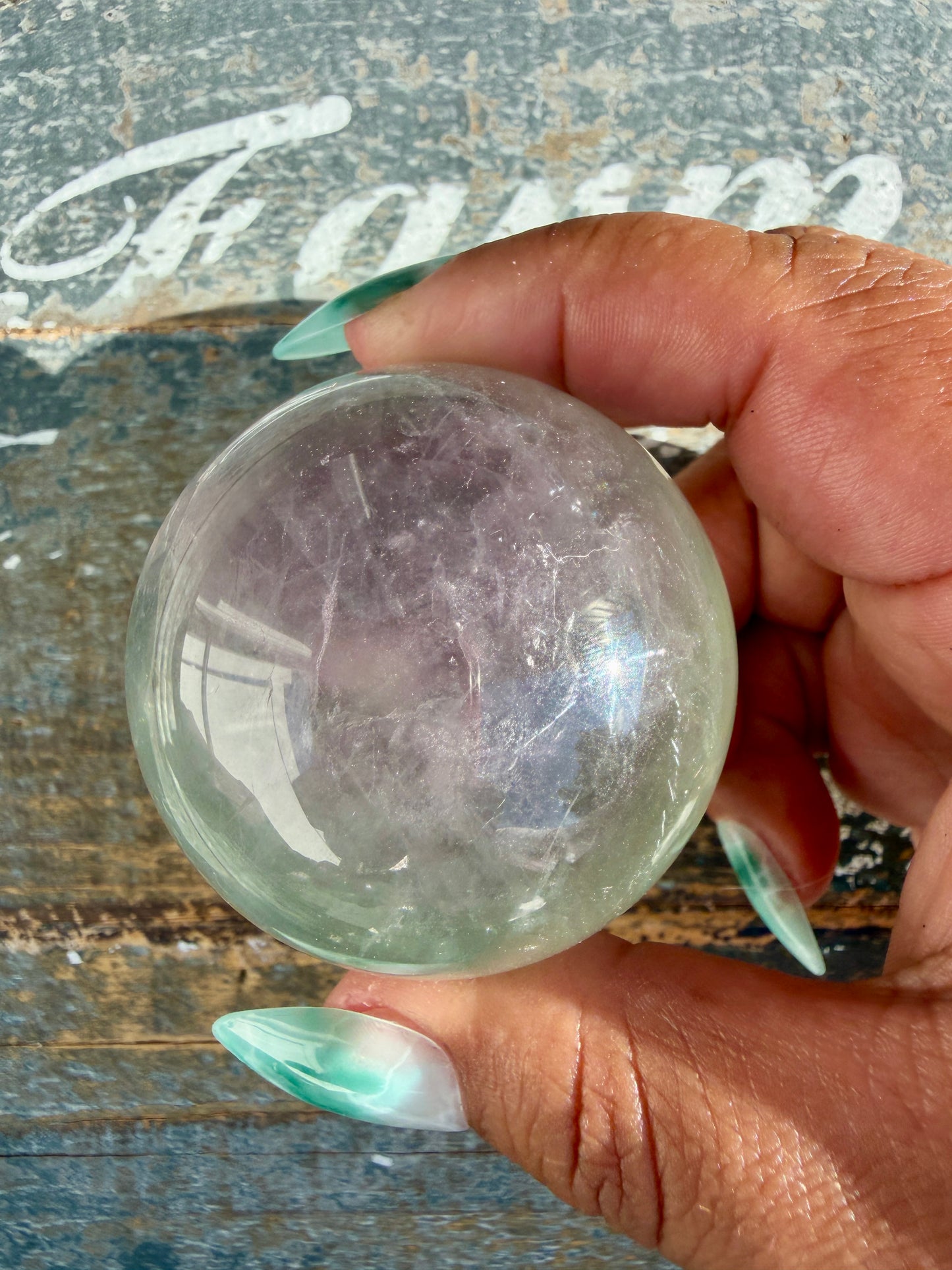 Gorgeous Stormy Water Fluorite Sphere | Opt 14