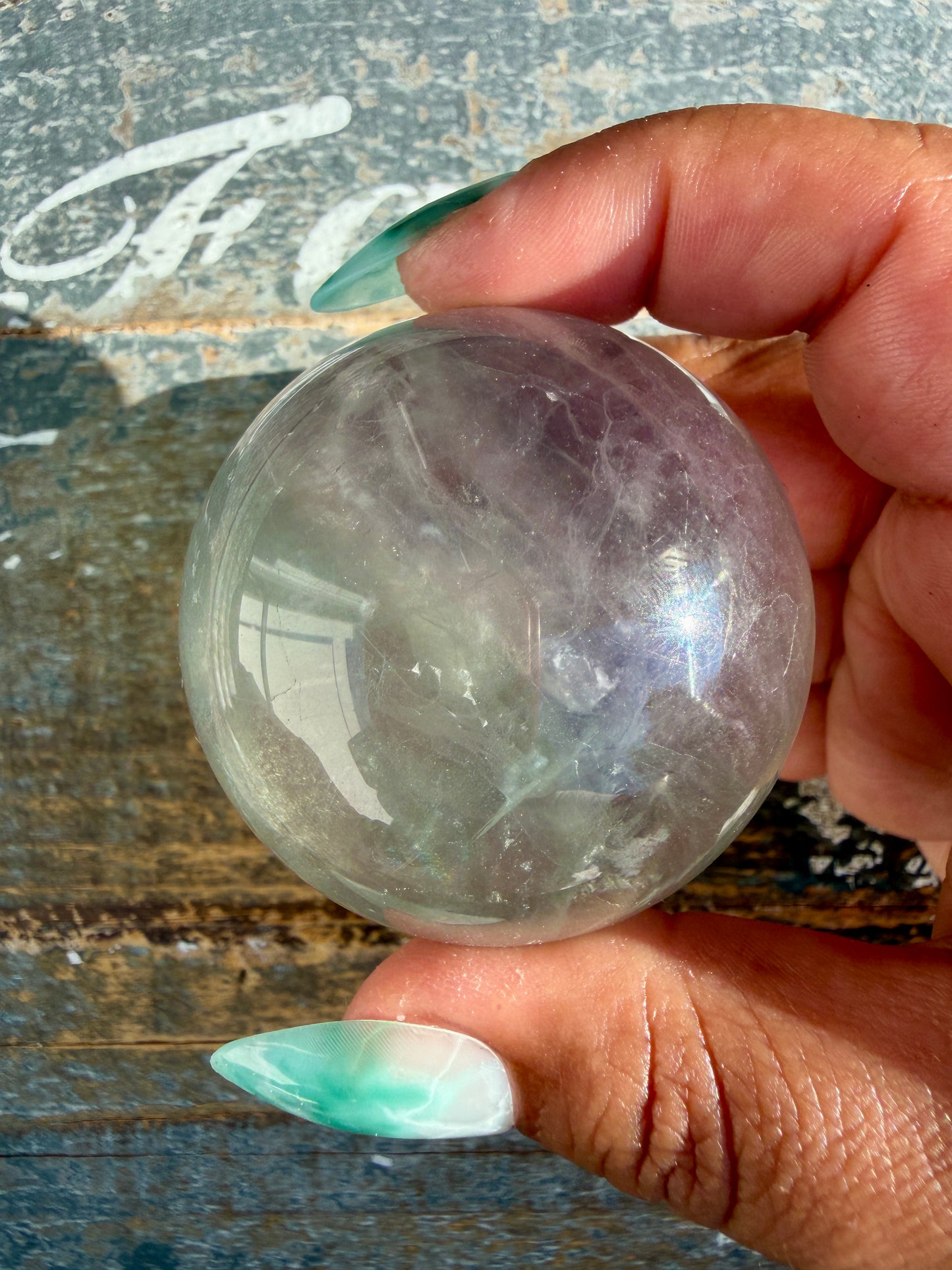 Gorgeous Stormy Water Fluorite Sphere | Opt 14