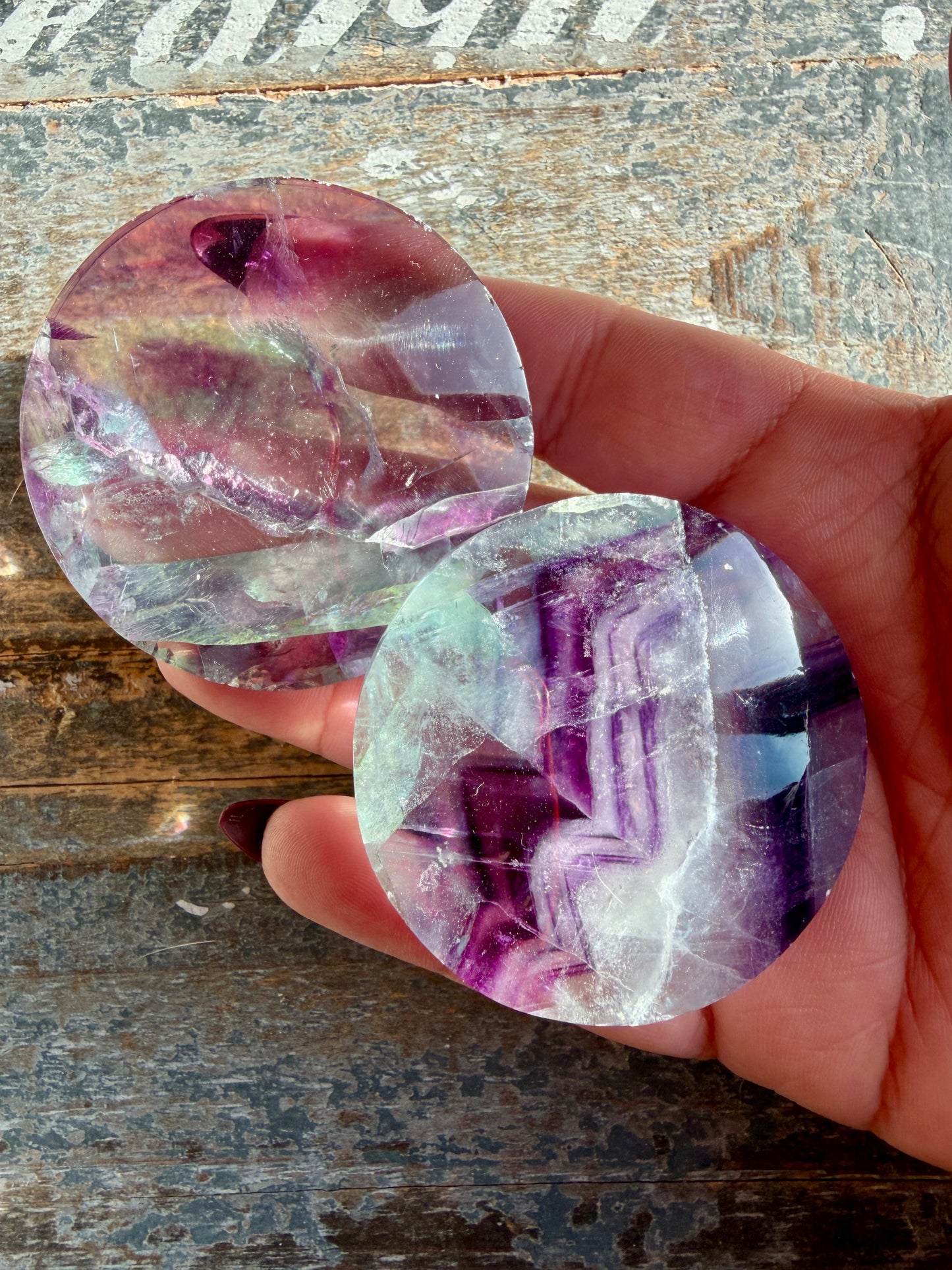 One (1) High Grade Fluorite Medallion | 1.75" - 2.5" | Intuitvley Chosen