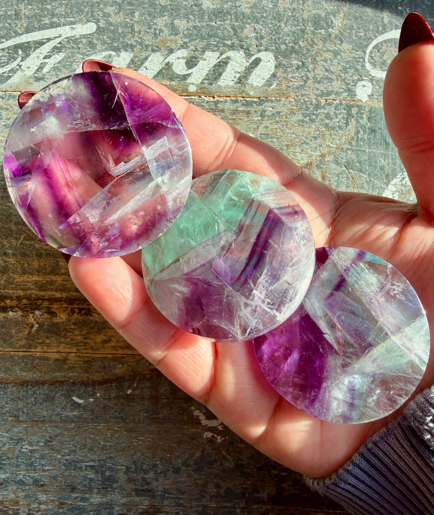 One (1) High Grade Fluorite Medallion | 1.75" - 2.5" | Intuitvley Chosen