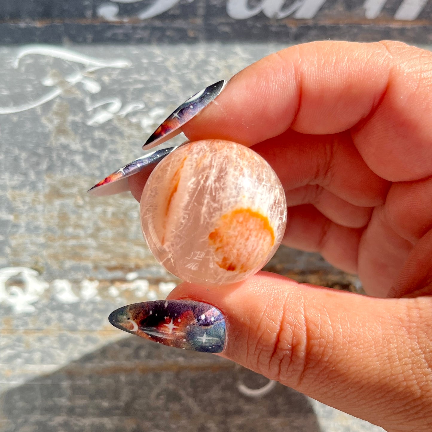 Gorgeous High Grade Rose Quartz Included (Snow Quartz) Mini Sphere from Brazil | Opt C