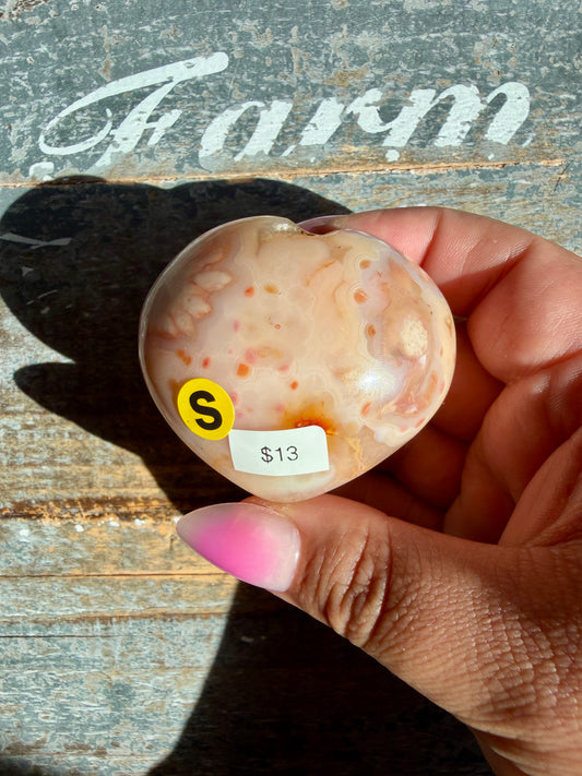 Gorgeous Flower Agate Heart | Opt S