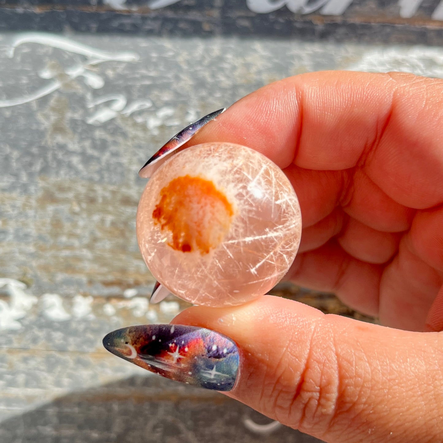 Gorgeous High Grade Rose Quartz Included (Snow Quartz) Mini Sphere from Brazil | Opt C