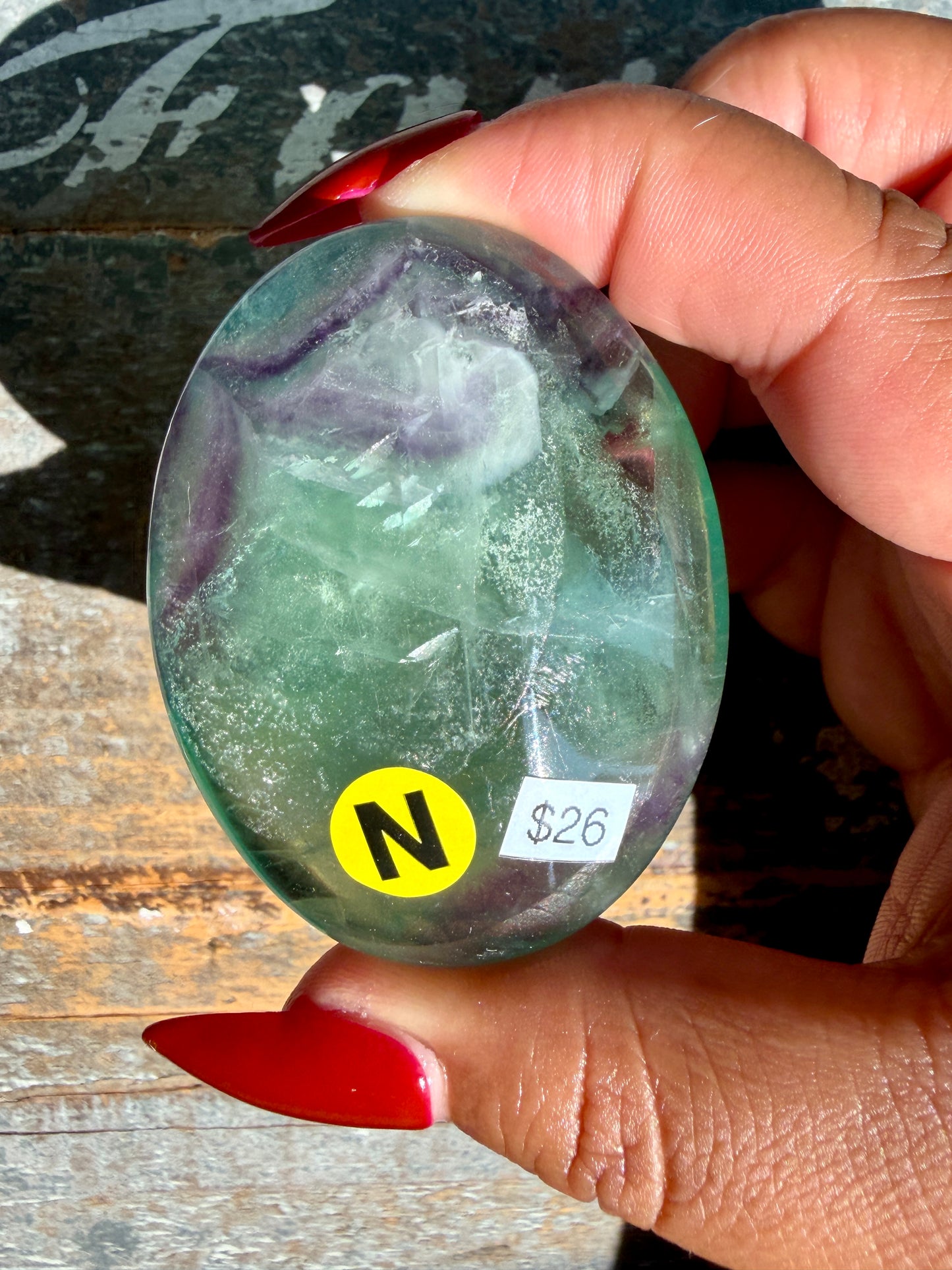 Gorgeous Rainbow Fluorite Palm Stone | Opt N