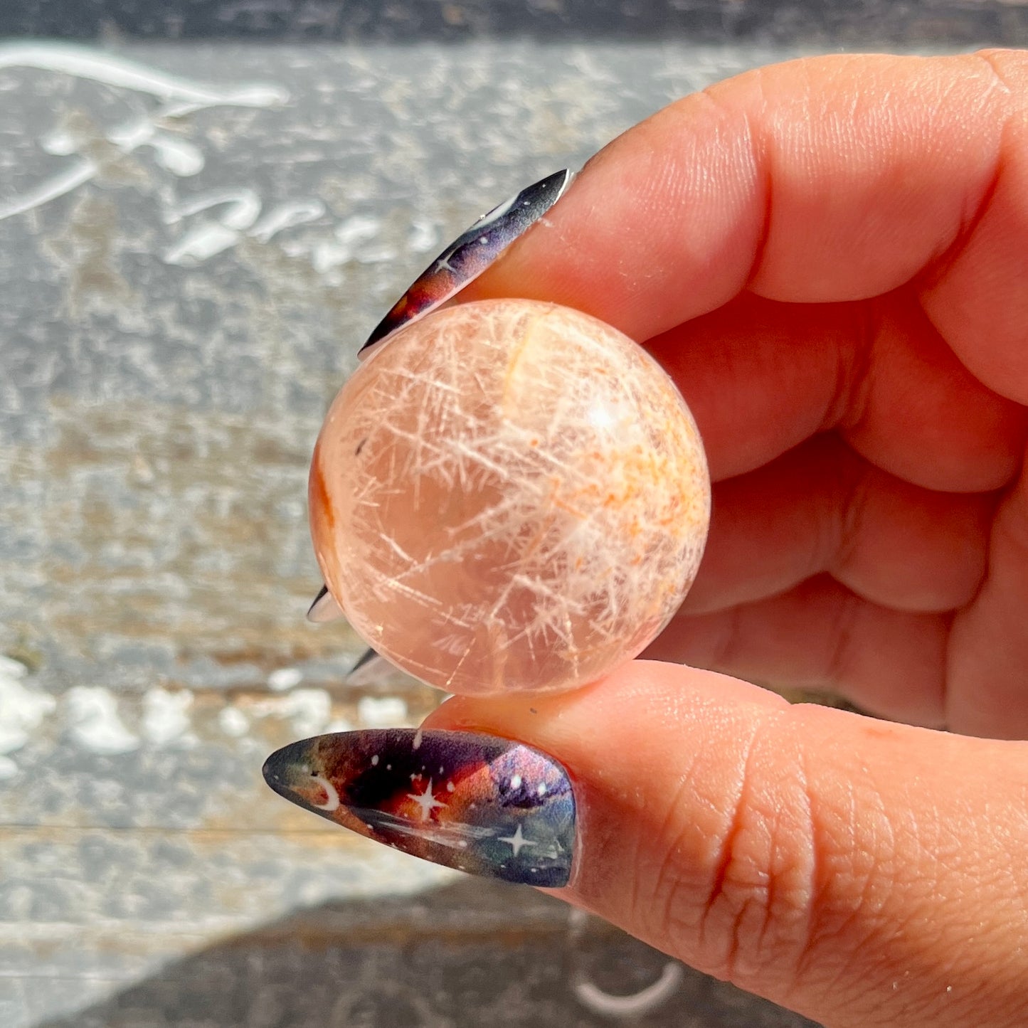 Gorgeous High Grade Rose Quartz Included (Snow Quartz) Mini Sphere from Brazil | Opt C