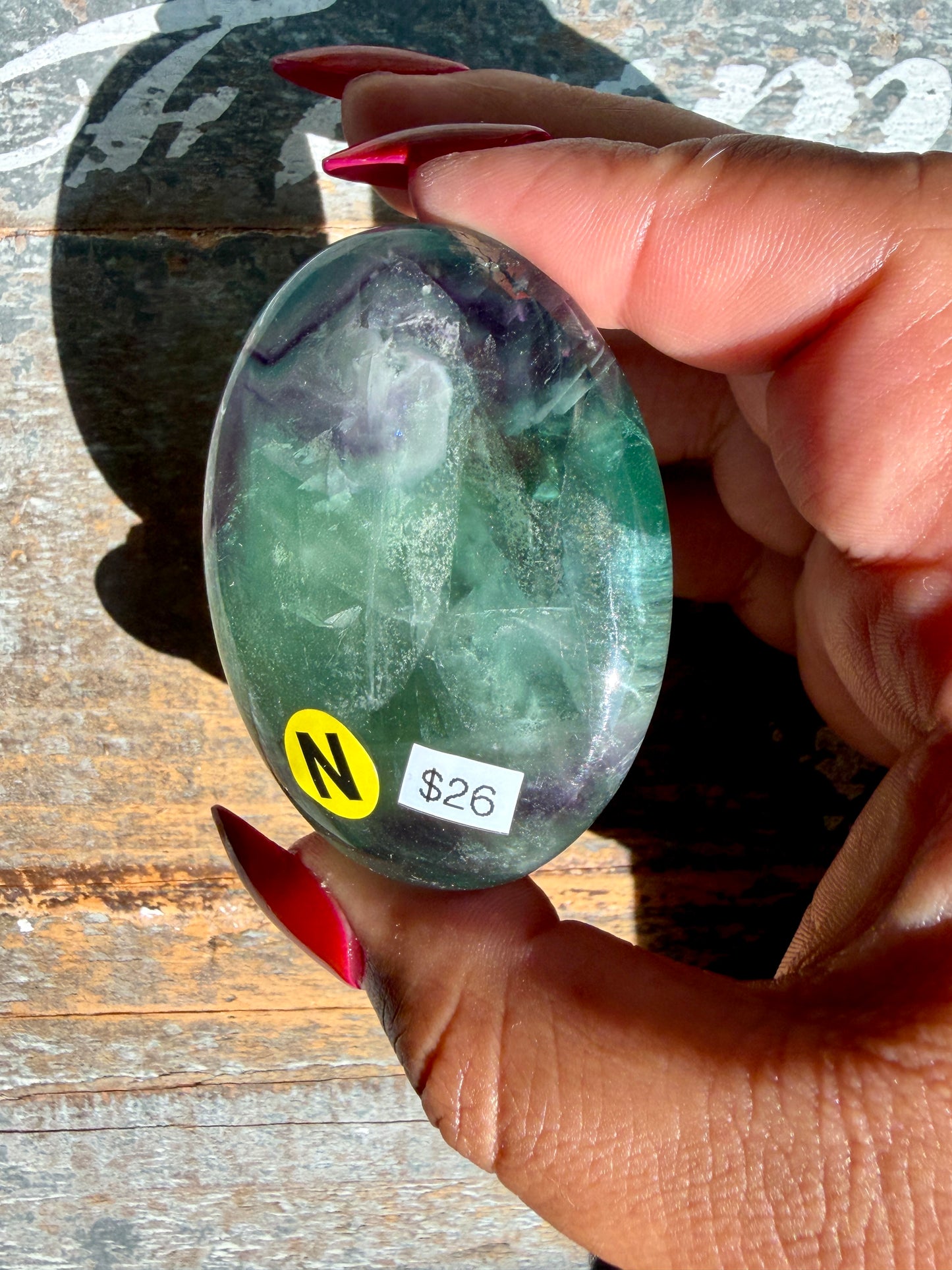 Gorgeous Rainbow Fluorite Palm Stone | Opt N