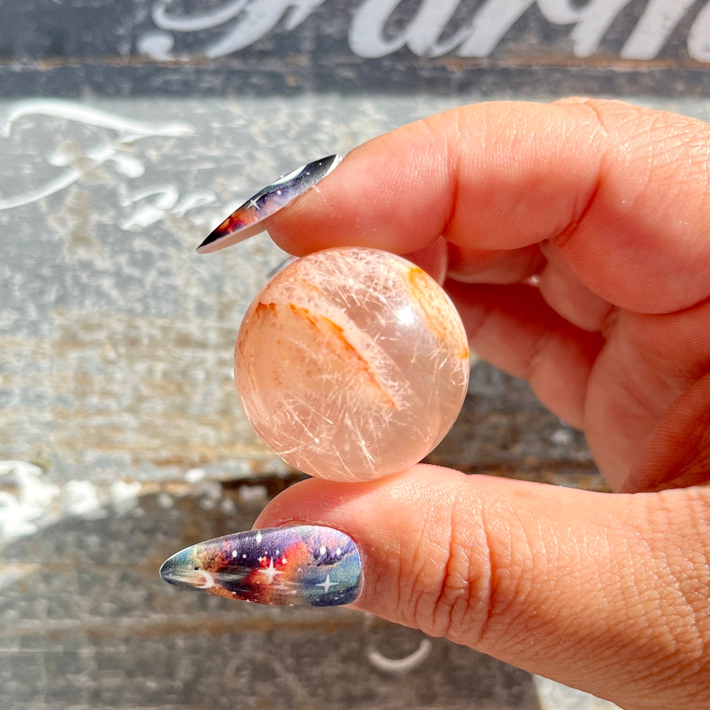 Gorgeous High Grade Rose Quartz Included (Snow Quartz) Mini Sphere from Brazil | Opt C