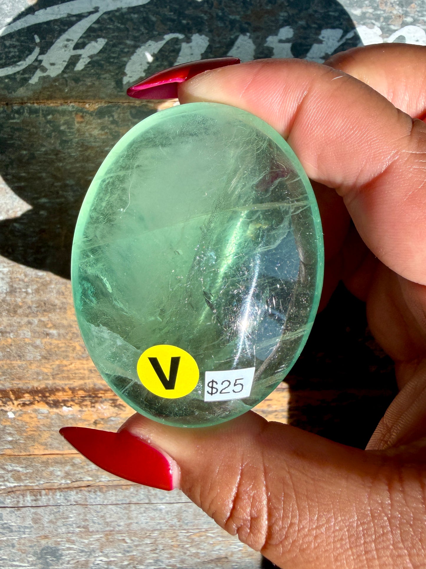 Gorgeous Rainbow Fluorite Palm Stone | Opt V