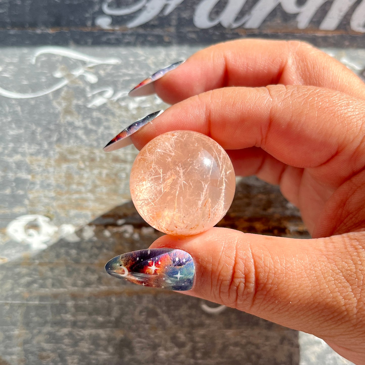 Gorgeous High Grade Rose Quartz Included (Snow Quartz) Mini Sphere from Brazil | Opt C