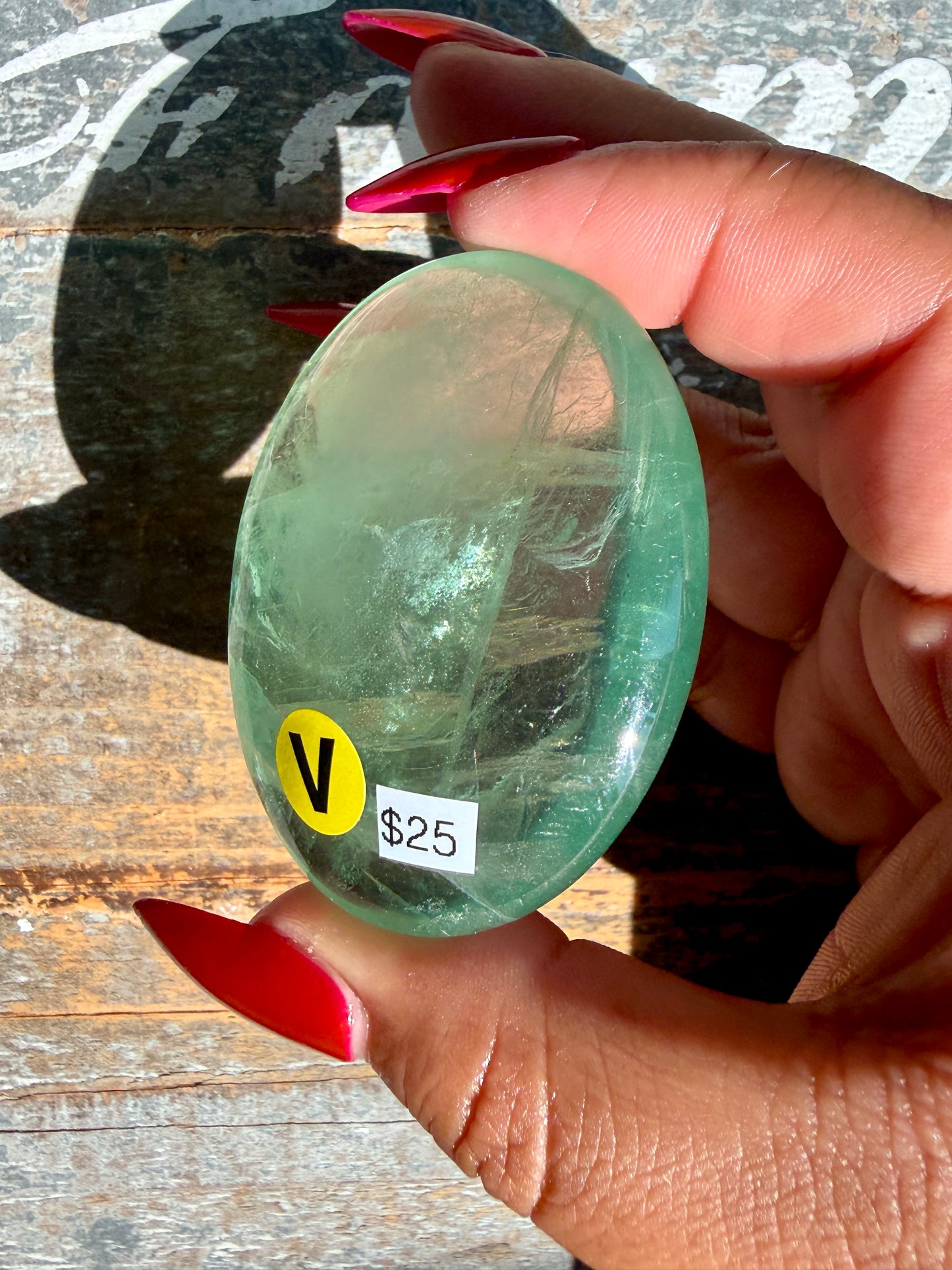 Gorgeous Rainbow Fluorite Palm Stone | Opt V