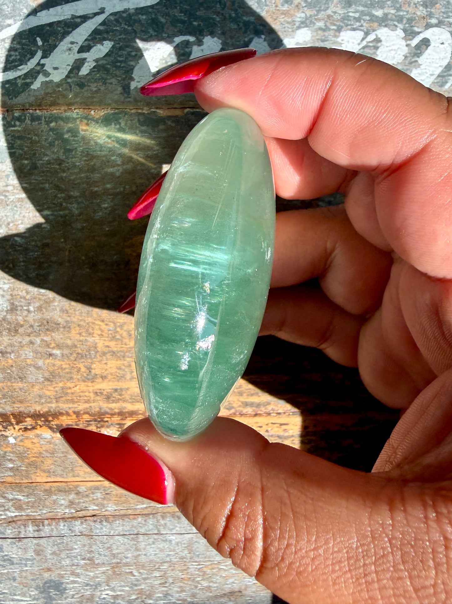 Gorgeous Rainbow Fluorite Palm Stone | Opt V
