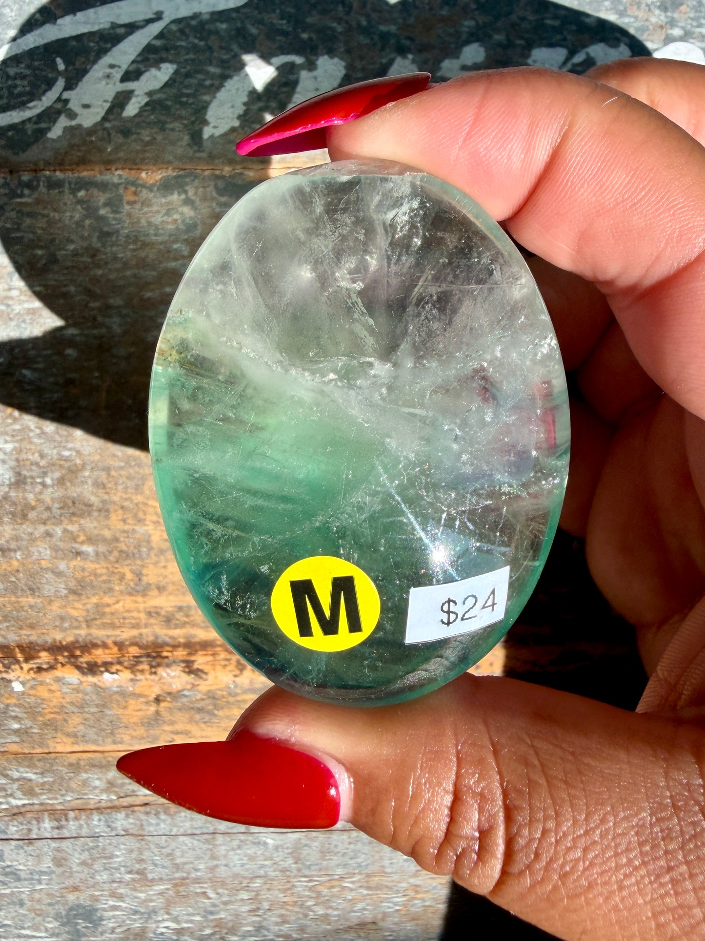 Gorgeous Rainbow Fluorite Palm Stone | Opt M
