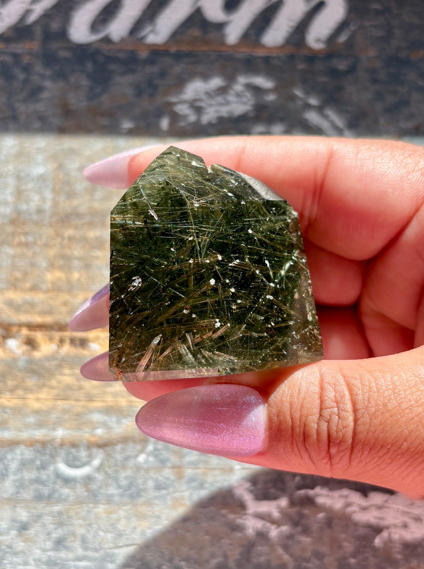 Gorgeous *RARE* Green Rutile Quartz Tower from Brazil