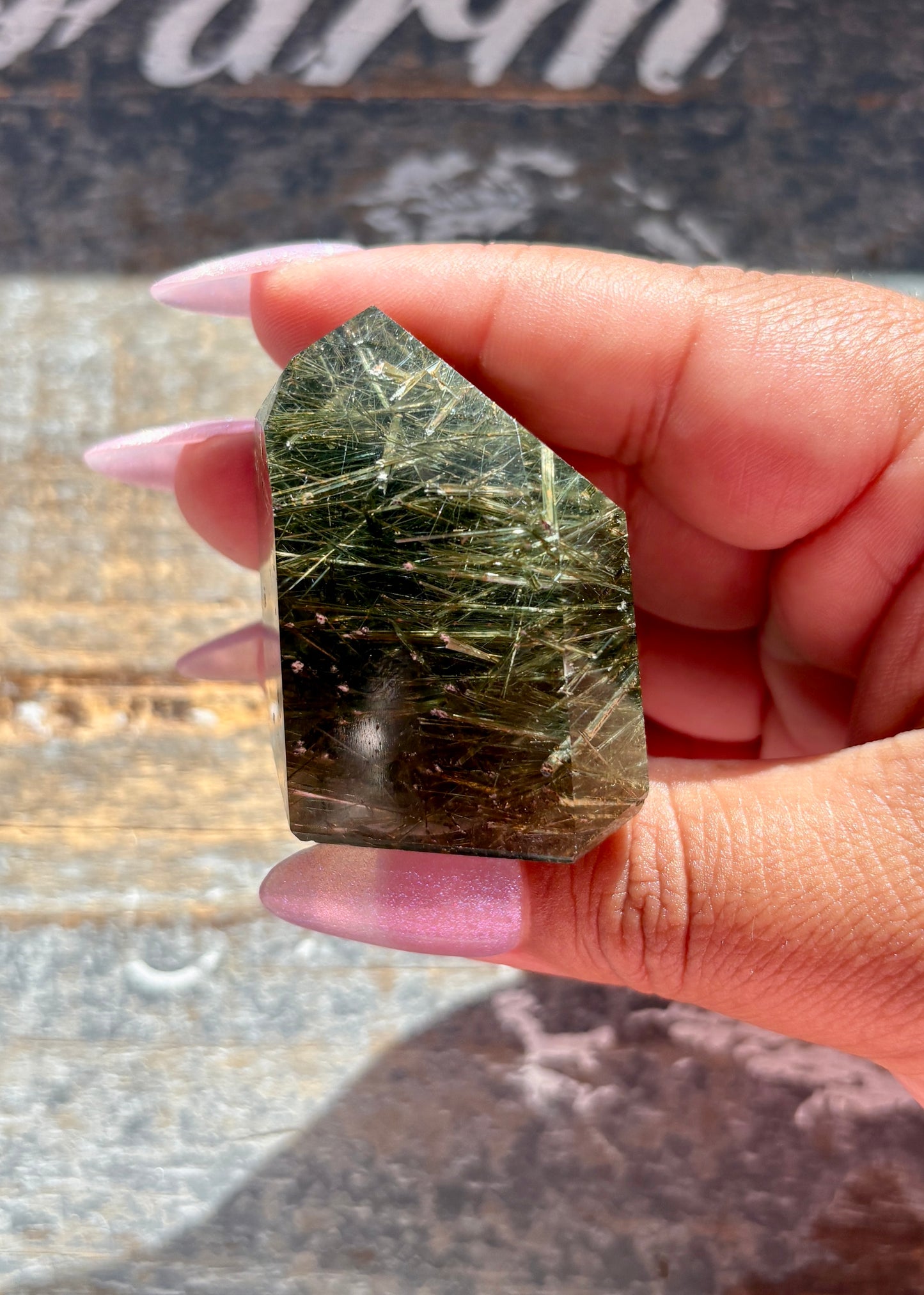 Gorgeous *RARE* Green Rutile Quartz Tower from Brazil