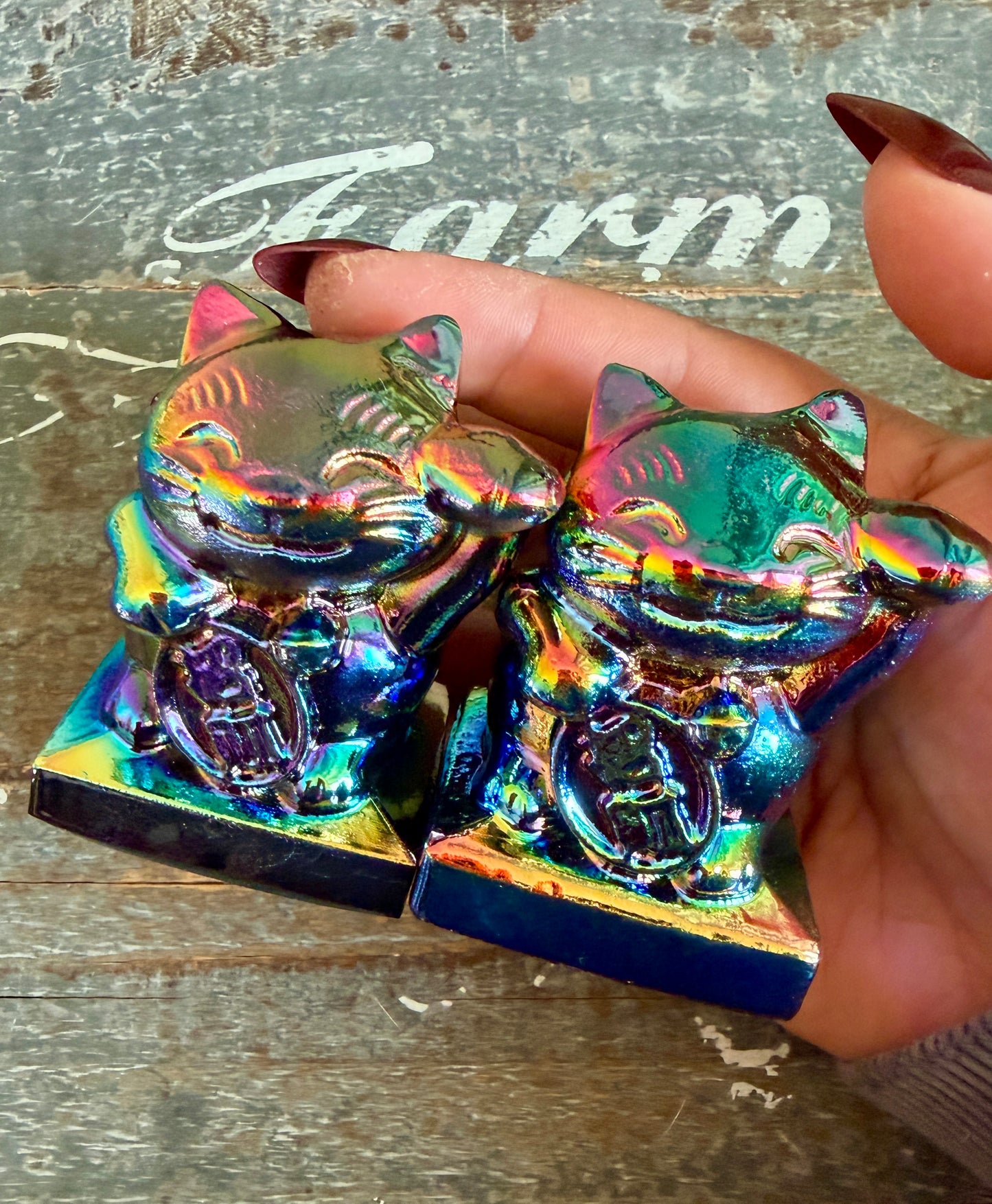 One (1) Titanium Aura Lucky Kitty