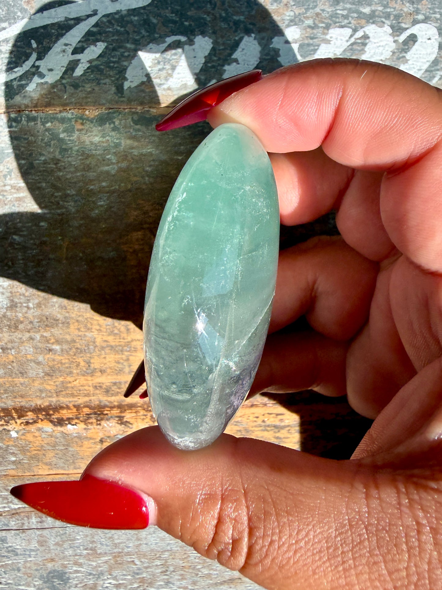 Gorgeous Rainbow Fluorite Palm Stone | Opt R