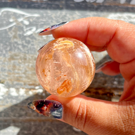 Gorgeous High Grade Rose Quartz Included (Snow Quartz) Mini Sphere from Brazil | Opt L