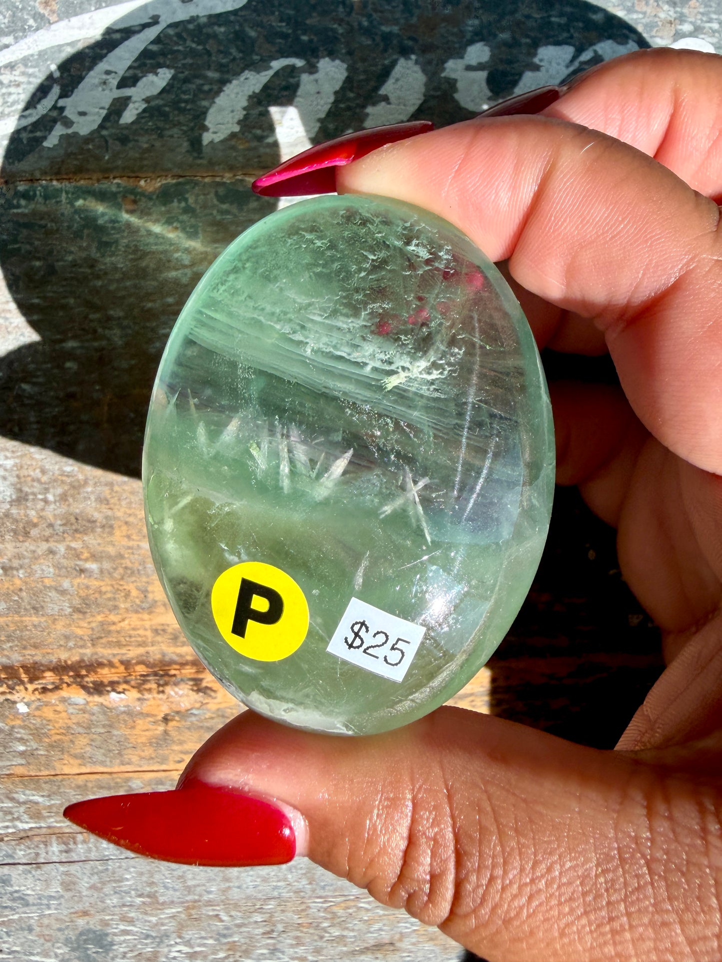 Gorgeous Rainbow Fluorite Palm Stone | Opt P